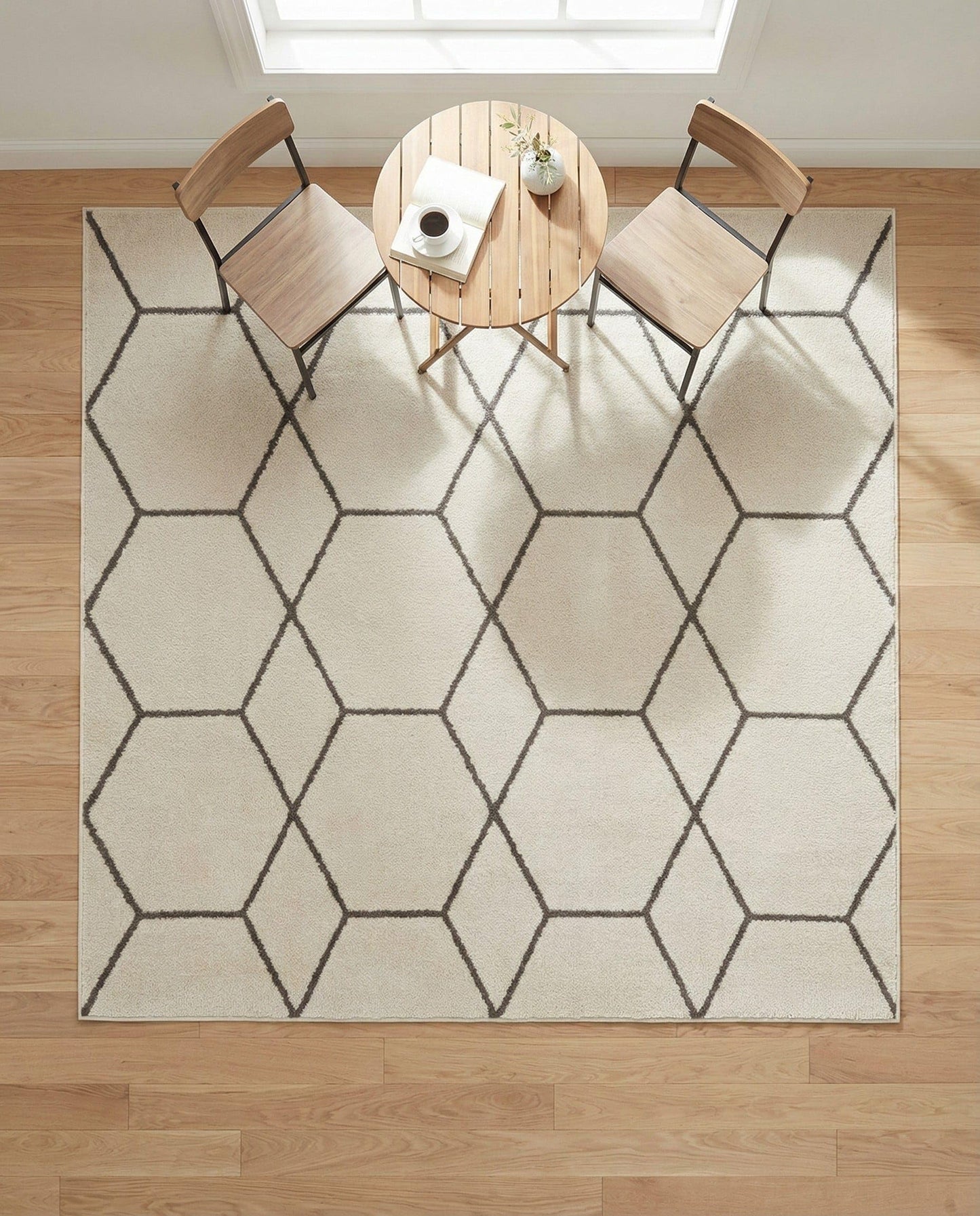 Rugs.com - Lattice Frieze Rug – 6 Ft Square Ivory Easy-Clean Rug – Modern Trellis Design for Living Rooms, Bedrooms, and Home Offices