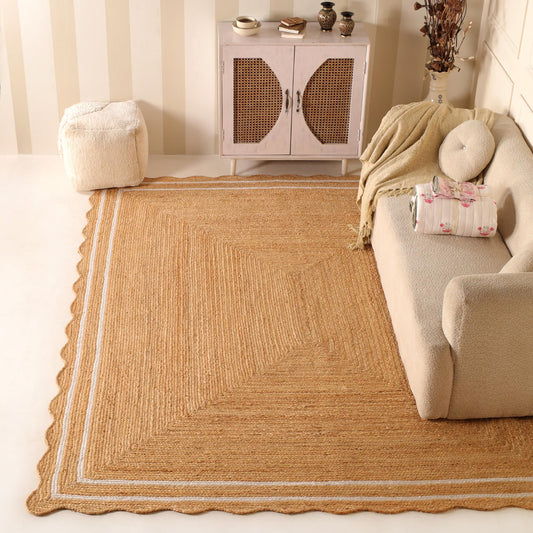 VEVARA HOMES Natural Wave Jute Area Rug – Extra Large Handwoven Braided Rug for Living Room & Dining Room, 8x10 Feet