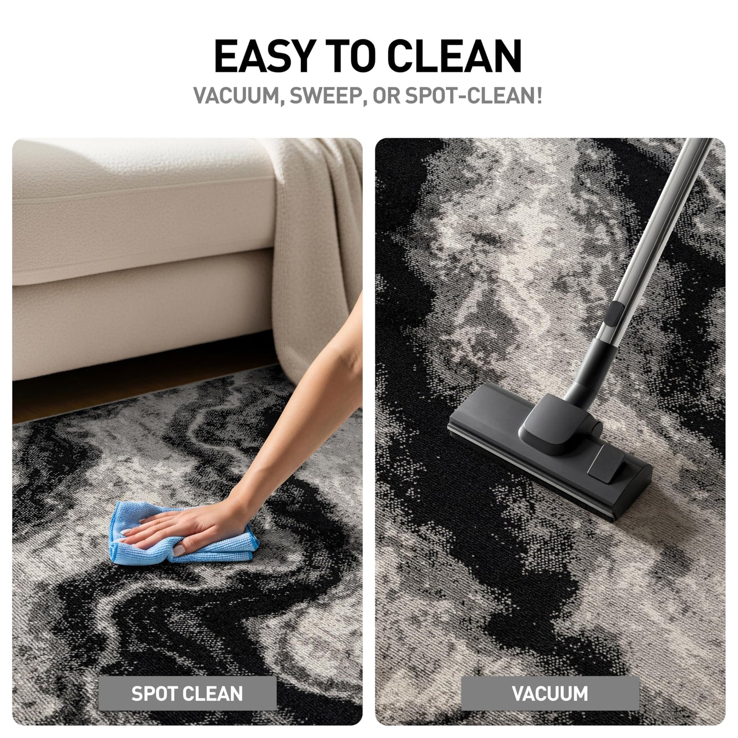 Rugshop Modern Contrast Indoor Area Rug for Entryway,Kitchen,Doormat Low Pile Rug with Jute Backing 2' x 3' Black