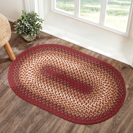 RRI Home Decor Tranquility TQ42 Red 2' x 3' Oval - Braided Area Rug, Home Decor, Floor Mat or Bedroom Rug - Easy Care, Ideal for High Traffic Areas in Hallway and Living Room - Made in USA