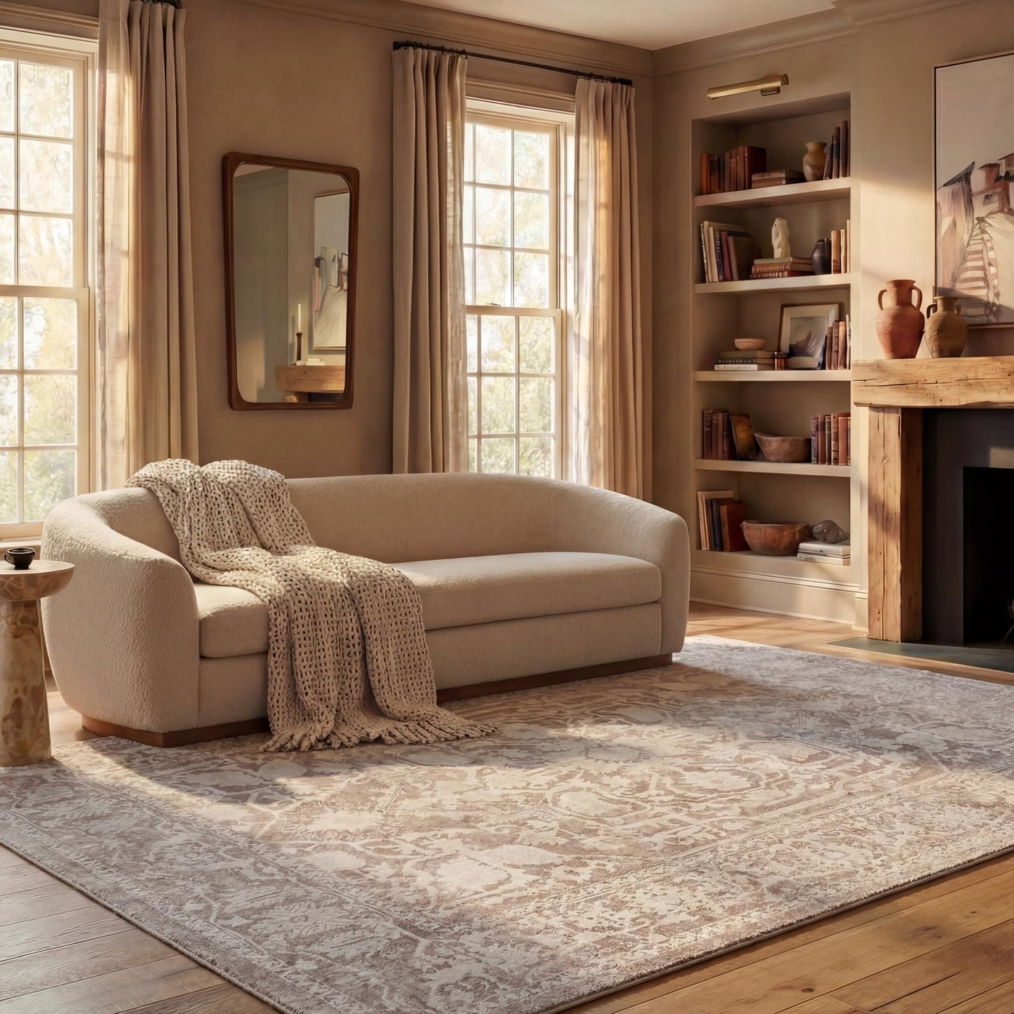 SAFAVIEH Area Rug 9x12 - Reflection Collection - Large - Beige & Cream, Non-Shedding & Easy Cleaning, Ideal for Living Room, Bedroom, Dining Space (RFT665A)