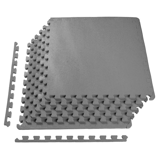 BalanceFrom Puzzle Exercise Mat 1/2" Thick, EVA Interlocking Foam Floor Tiles for Home Gym, Mat for Home Workout Equipment, Floor Padding for Kids, Gray, 24 in x 24 in x 1/2 in, 24 Sq Ft - 6 Tiles