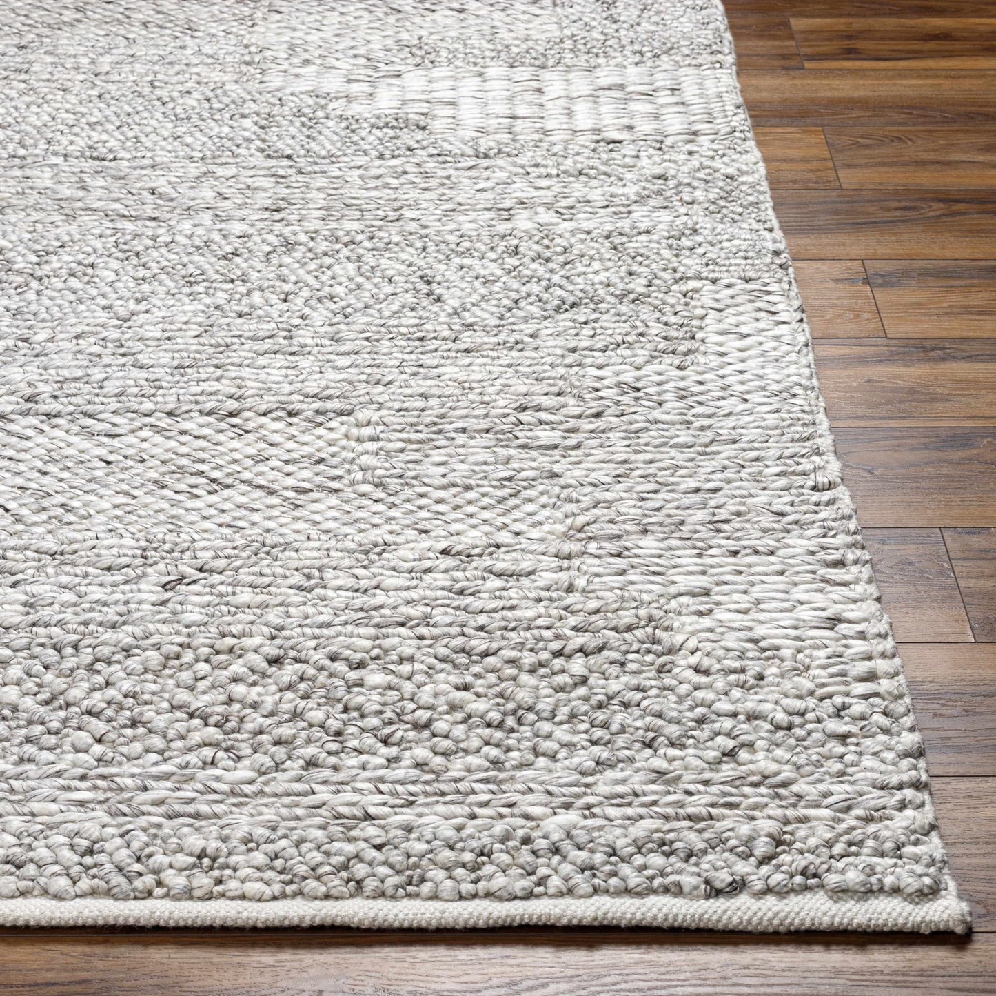 Hauteloom Amon Recycled Material Area Rug - Abstract Distressed Striped Faded - Contemporary Modern Minimalist Transitional Scandinavian - Natural Gray, Dark Gray, Cloud Gray, White, Gray - 2' x 3'