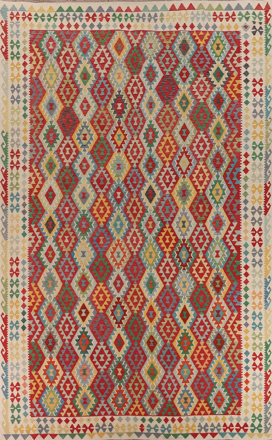 Rug Source Southwestern Style Collection 10x16 Kilim Area Rug, Flatweave/Hand-Woven Multi-Colored Geometric/South-Western Rug, Oriental Wool Carpet for Bedroom, Living Room, and Dining Room