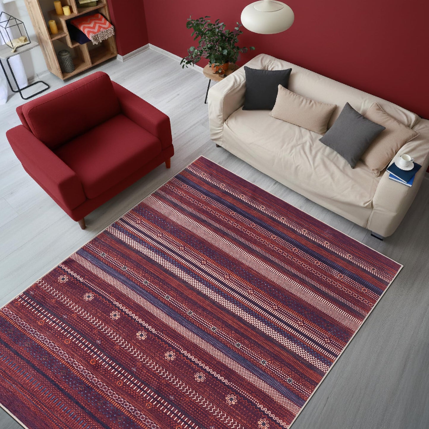 Keen Home Design 3x5 Rug - Machine Washable Entry Rug with Non-Slip Backing, Ideal for Enteryway, Kitchen, Bathroom, Laundry Room - Vintage, Easy Clean, Durable, Low Pile Rug - (3' x 5')