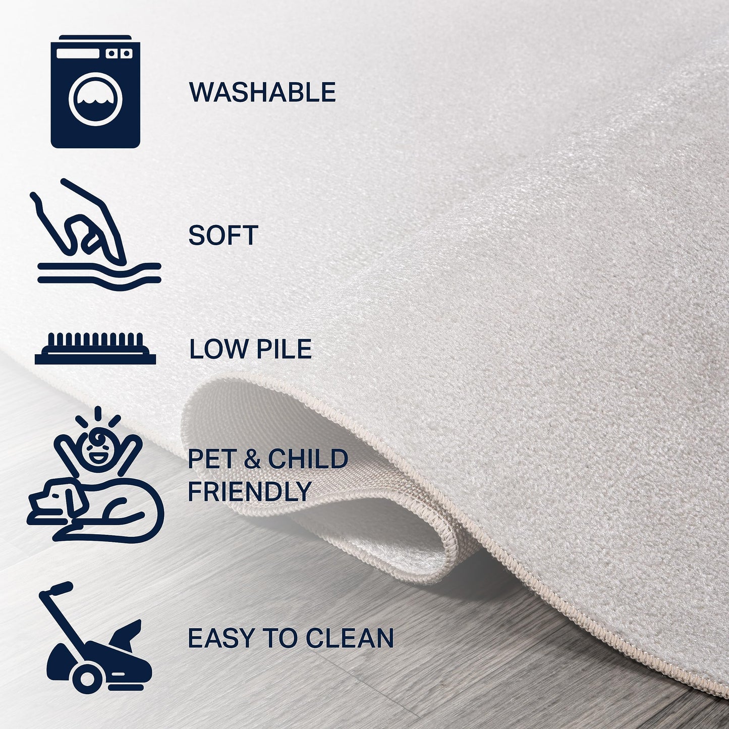 JONATHAN Y Machine Washable Light Gray Indoor Area Rug 4X6 ft, Twyla Classic Solid Low-Pile for Living Room, Bedroom, Kitchen, Office, Easy-Cleaning, Pet-Friendly, Non-Shedding WSH300C-4