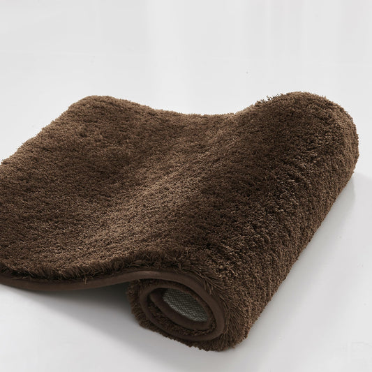 CozeCube Upgraded Shaggy Bath mat for Bathroom Non Slip 15.7" X 23.6", Super Soft Quick Dry Bath Rugs, Fluffy Plush Bathroom Rugs Machine Washable, Dark Brown