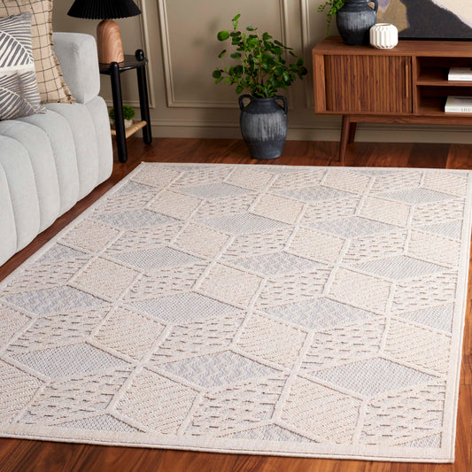 SAFAVIEH Washable Rug Outdoor Milos Collection - 5' x 7'6", Ivory, Non-Shedding & Easy to Clean, Ideal for Patio, Backyard, Mudroom (MLO114A)