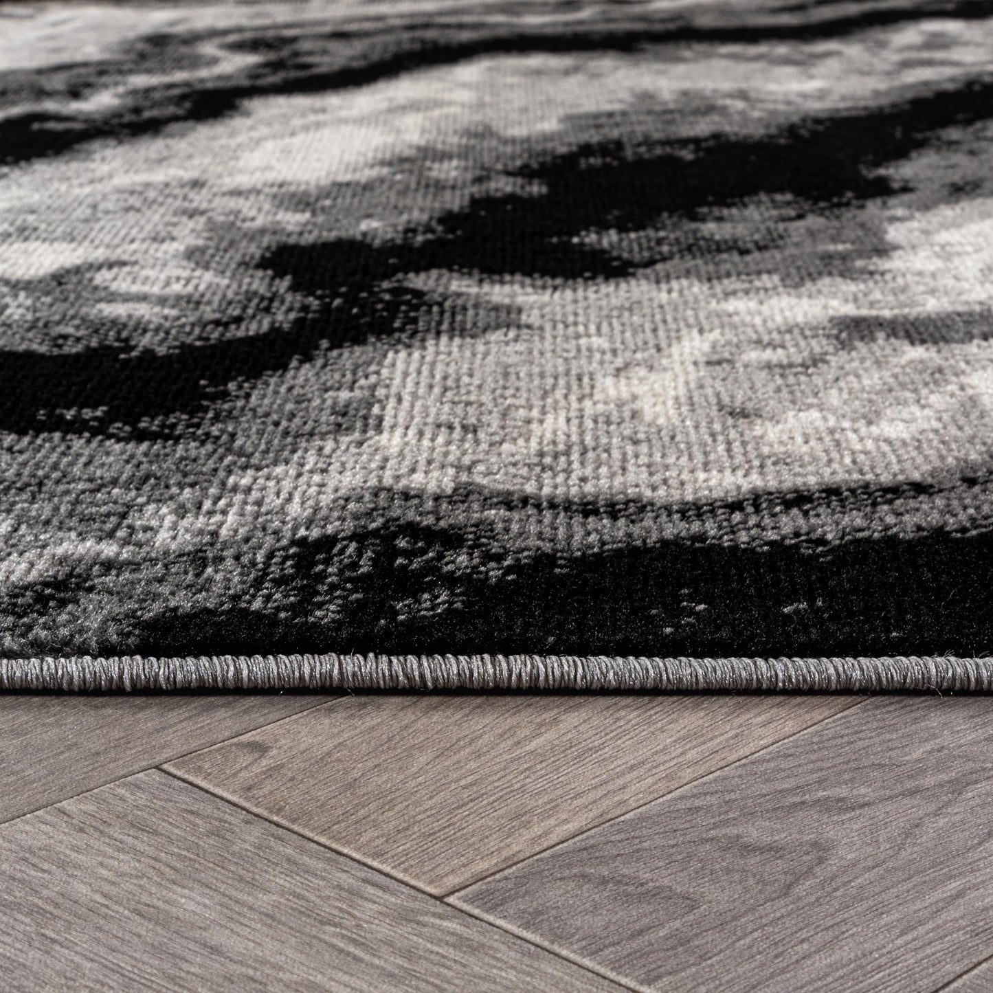 Rugshop Modern Contrast Indoor Area Rug for Entryway,Bedroom,Kitchen Rug Low Pile Rug with Jute Backing 4' x 6' Black