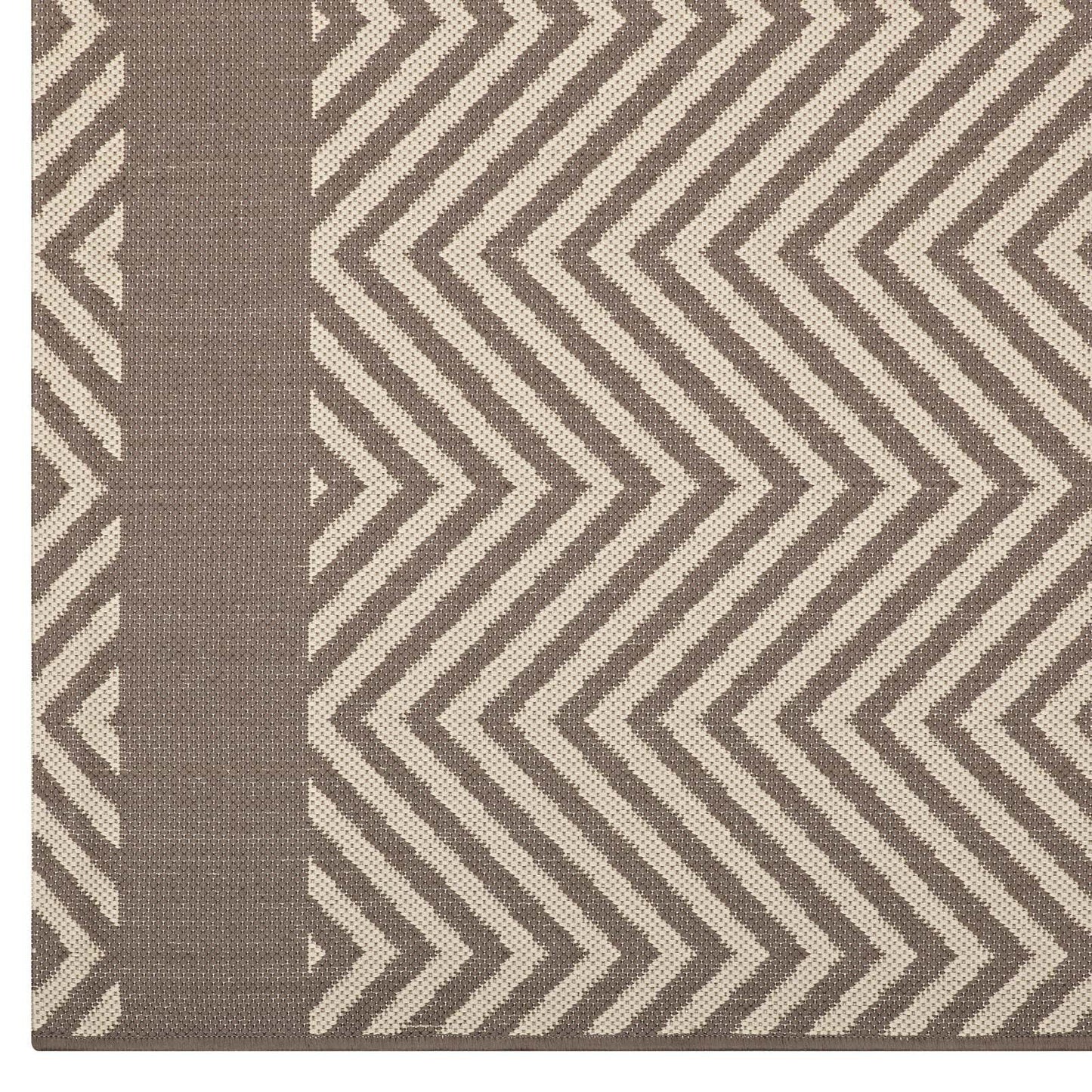 Modway Optica Chevron With End Borders 8x10 Indoor and Outdoor In Light and Dark Beige
