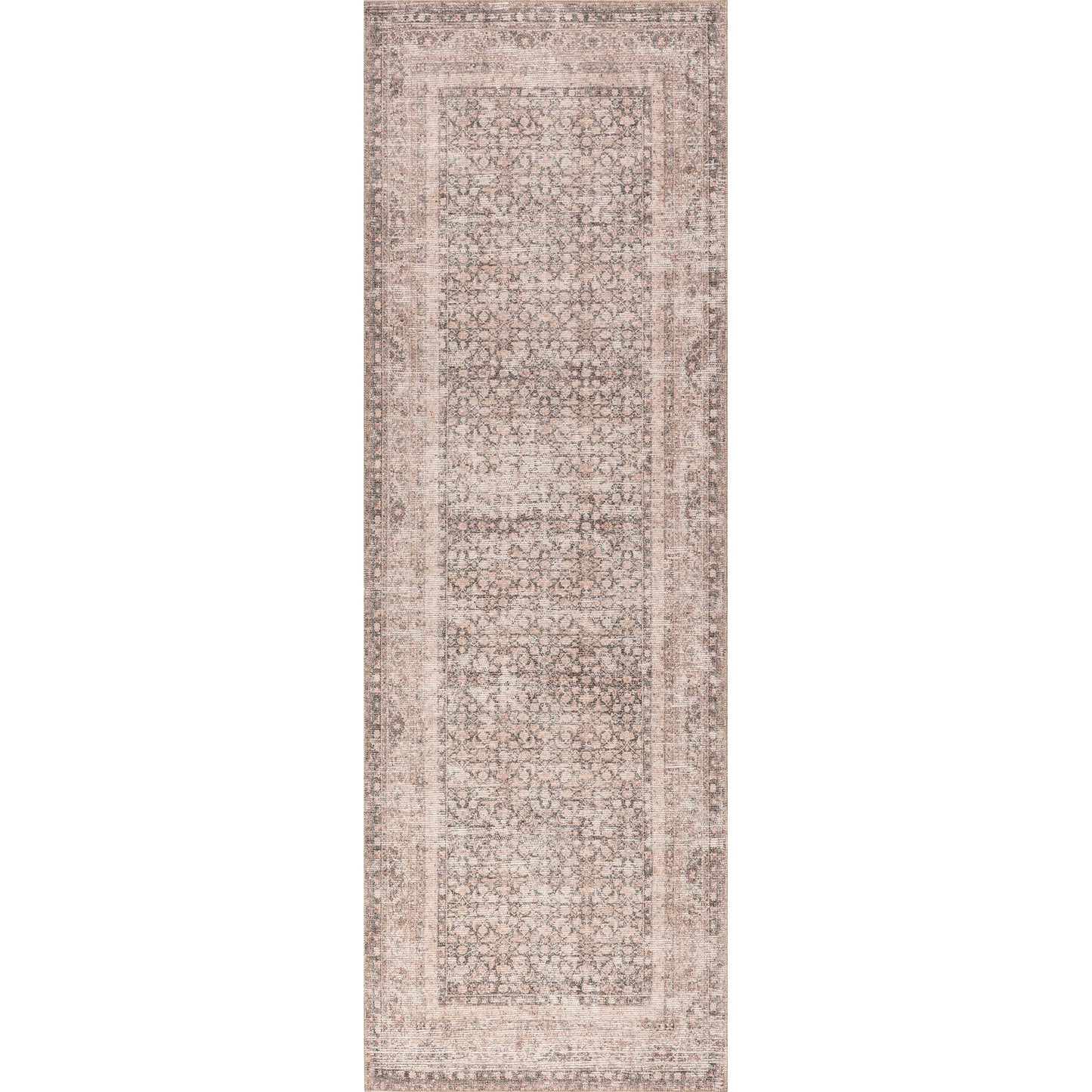 Nuloom Hillstone Collection Olene Light Brown/Brown, 2'8" x 8', Vintage Medallion, Soft and Cozy, High Traffic, Stain Resistant, Easy Clean, Durable Area Rug for Bedroom, Living Room, Dining, Foyer