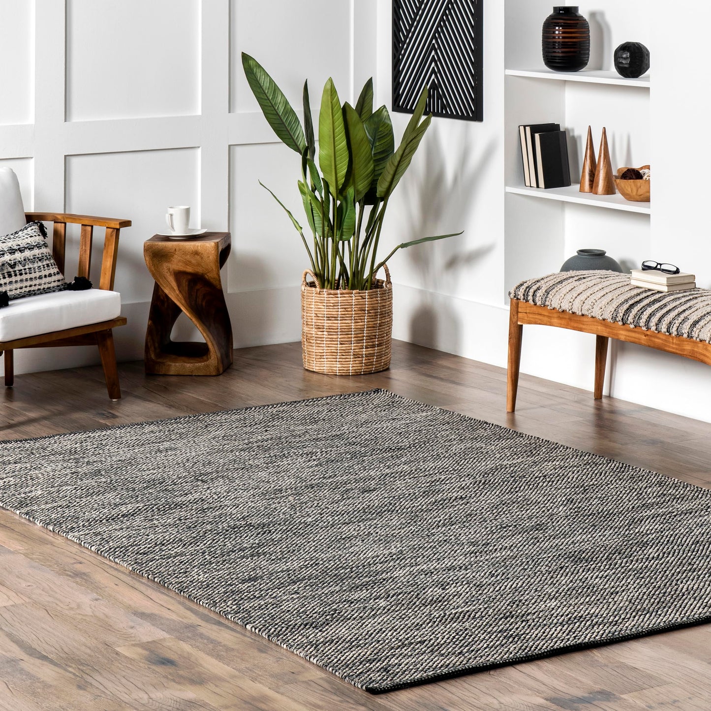 Nuloom Alessi Hand Woven, Grey, 11'6" x 14'6", Solid, Cotton, Soft and Gentle, High Traffic, Stain Resistant, Easy Clean, Durable Area Rug for Bedroom, Living Room, Dining Space, Den, Foyer, Entryway