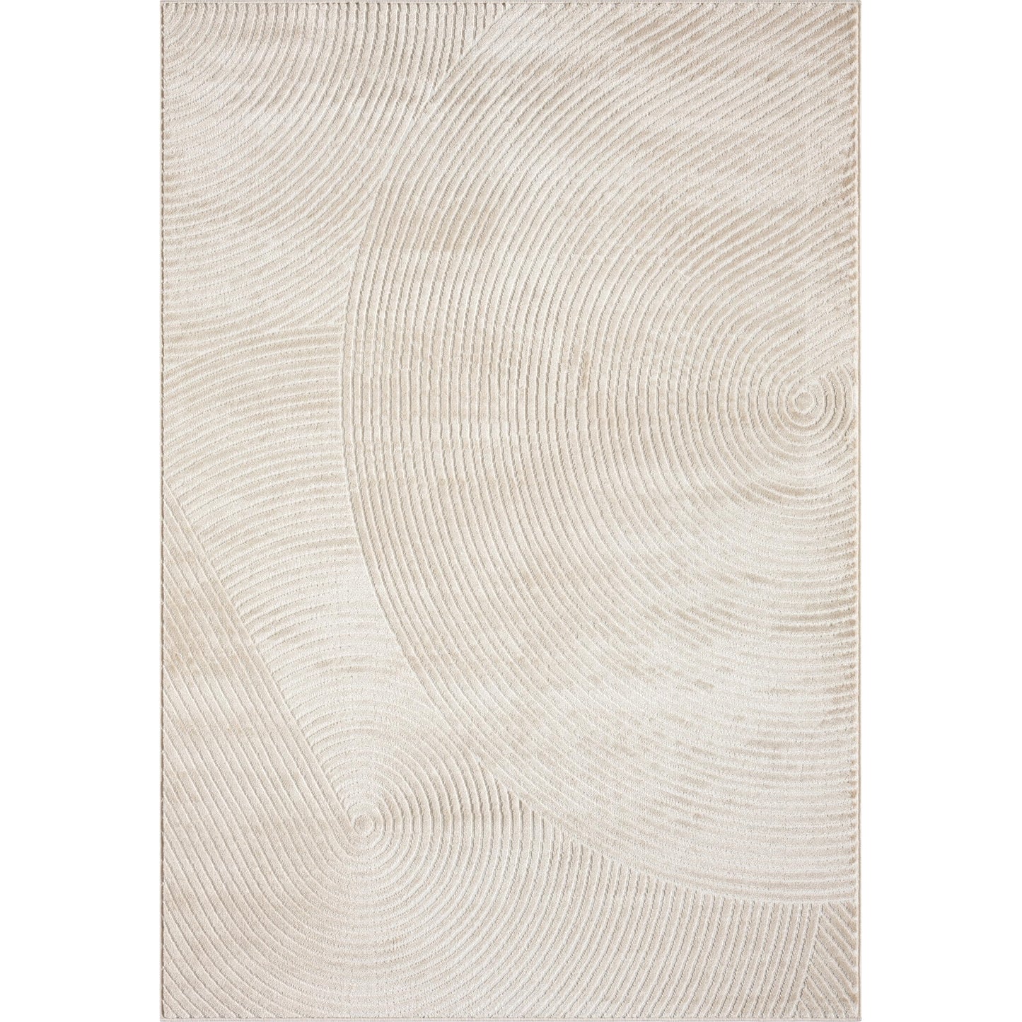 Abani Neutral Beige Area Rug | 5' x 8' Tan Geometric Carpet with Zen Circle Pattern | Rugs for Living Room, Bedroom, Office