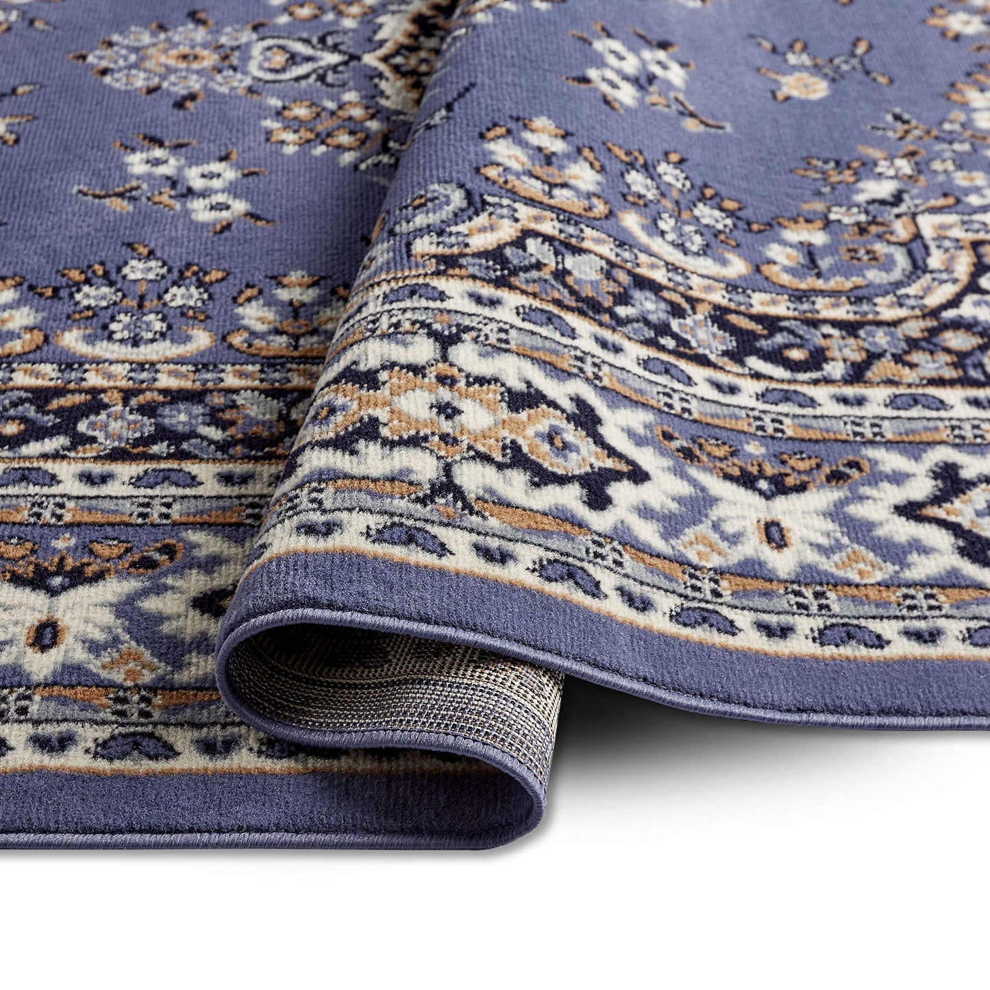 Home Dynamix Premium Sakarya Traditional Medallion Area Rug, Country Blue/Brown, 3'7"x5'2"