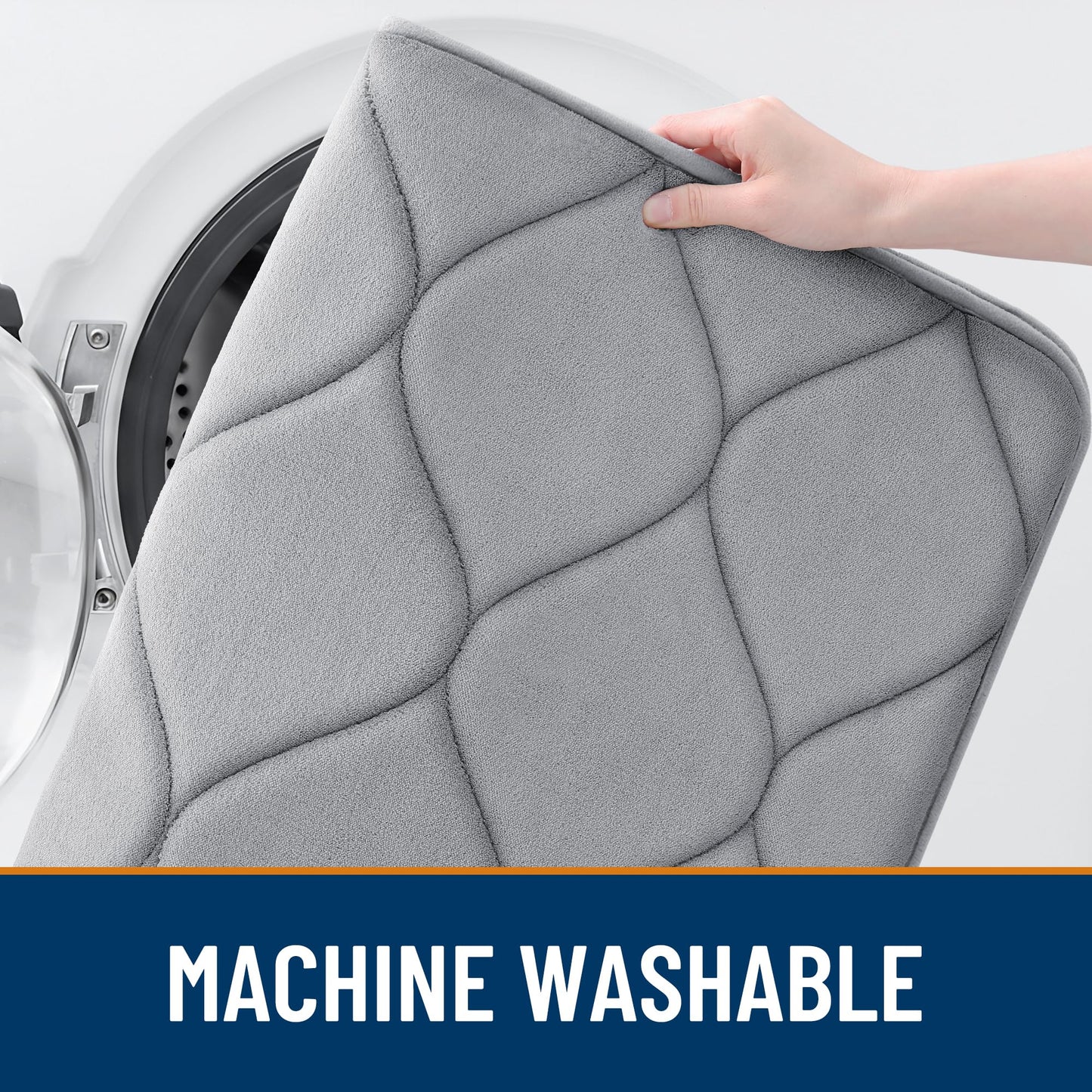 Smiry Memory Foam Bath Mat 36''x24'', Ultra Soft Non-Slip Bathroom Rug, Plush Water Absorbent Quick Dry and Machine Washable Floor Mat for Shower, Tub & Home Decor, Grey