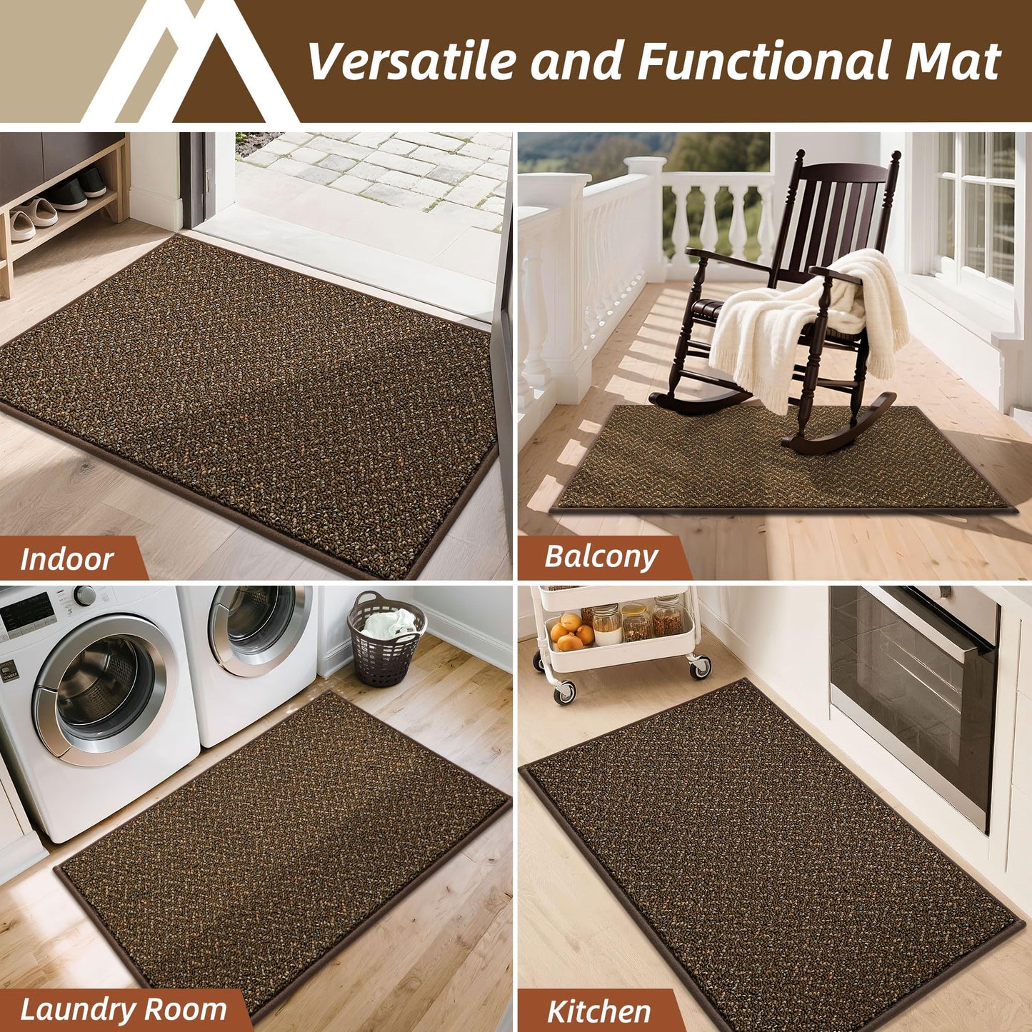 COSY HOMEER-Door-Mat 32"x48" Non Slip Absorbent Entryway Rugs Dirt Trapper Doormats Washable Entrance Mats Low Pile Welcome Floor Mat for Front Back Door and Entry Mats,Brown