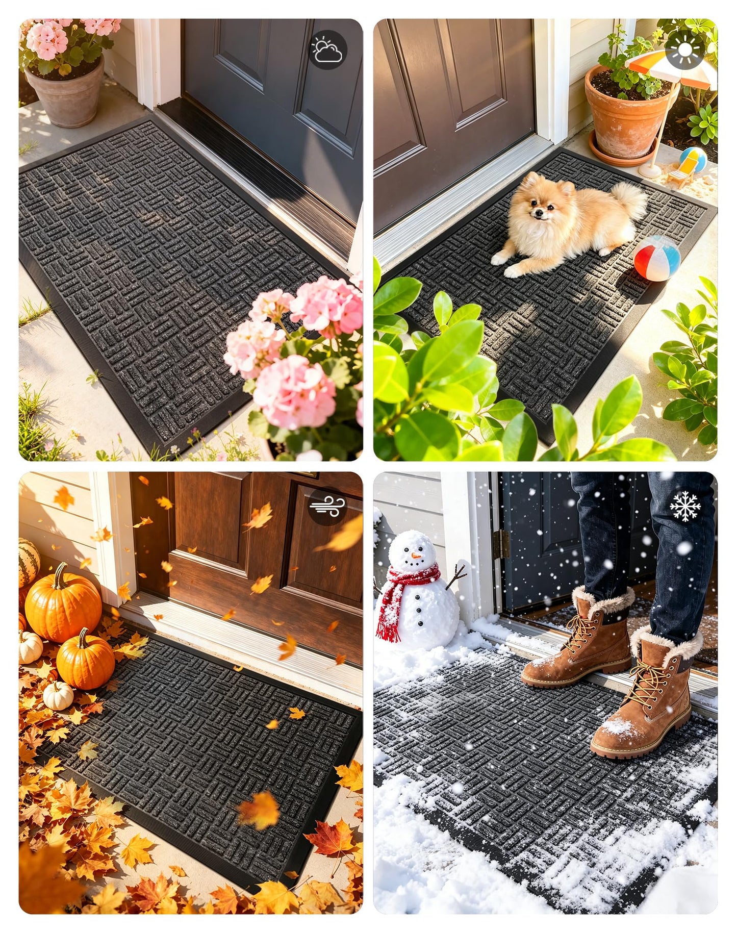 Mibao Front Door Mat, Heavy Duty Durable Welcome Mat for Outdoor Indoor, Dirt Trapper Waterproof Super Absorbent Door Mat for Entryway Outside Patio Porch, 29.5" x 17", Grey