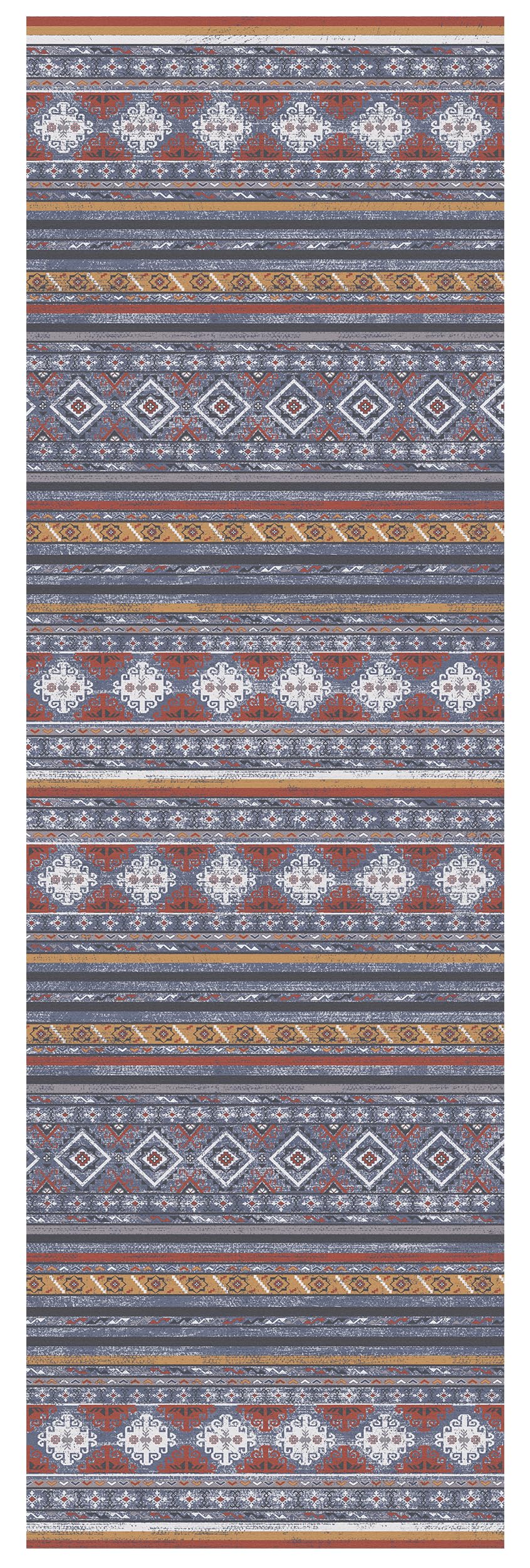 RUGSURE Washable Area Rugs 2'6'' x 8' - 1/6 Thick - Moroccan-Inspired -Stain & Water Resistant Non-Slip - Resistant Rug for Living Room, Bedroom, Nursery, Pet & Child Friendly (Blue and Red)