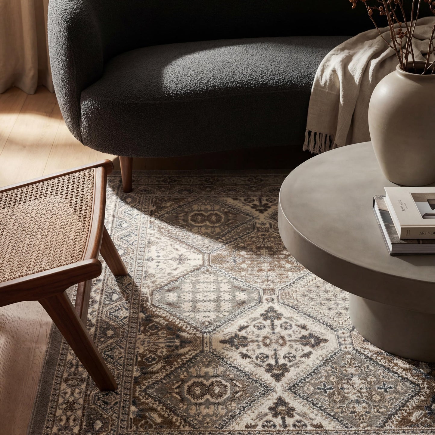 nuLOOM 8x10 Becca Traditional Tiled Area Rug, Taupe, Faded Transitional Design, Stain Resistant, For Bedroom, Dining Room, Living Room, Hallway, Office, Kitchen, Entryway