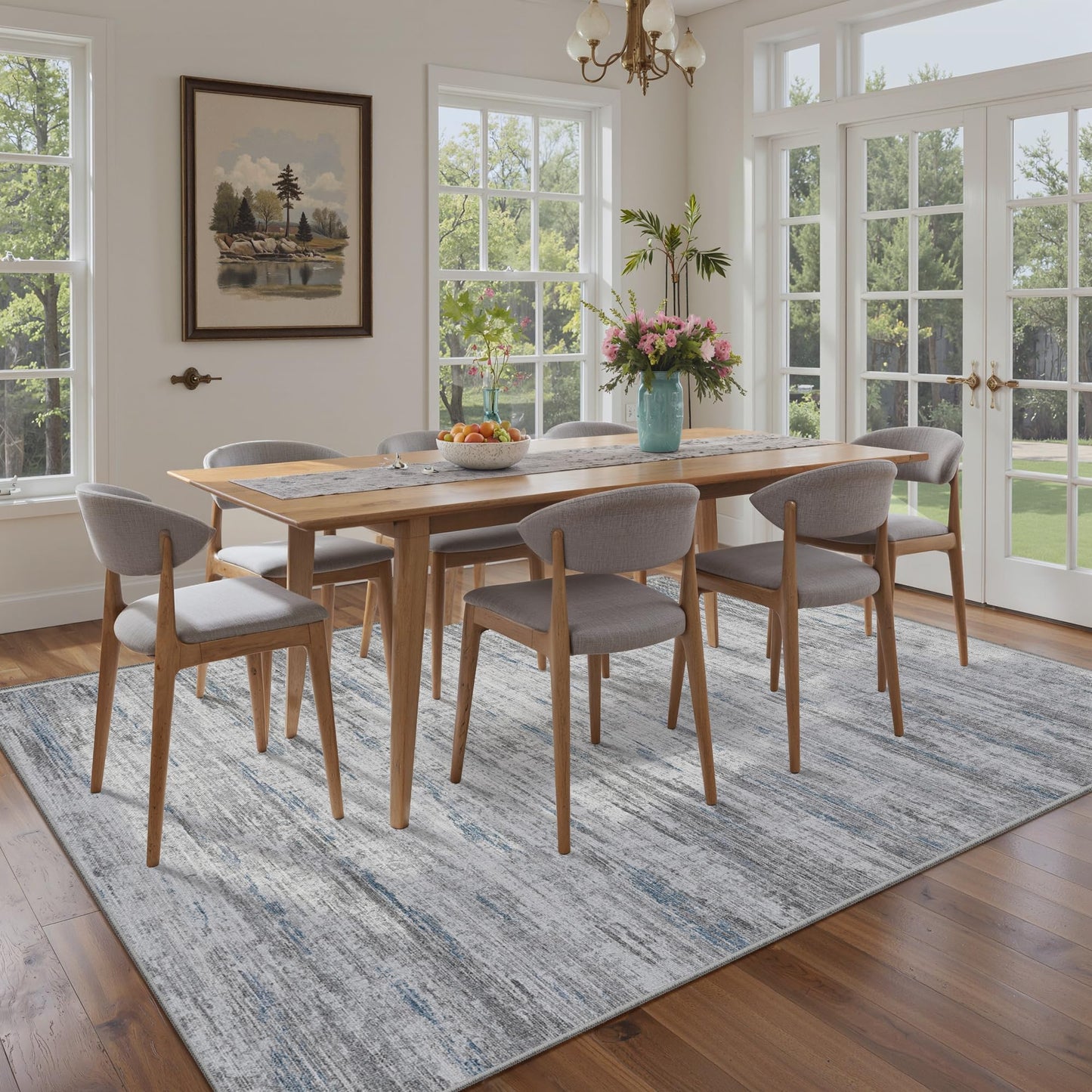 4x6 Rug - Stain Resistant Abstract Washable Rugs, Anti Slip Area Rugs for Living Room,Modern Low Pile Carpet with Rubber Backing Home Decor Small Area Rug