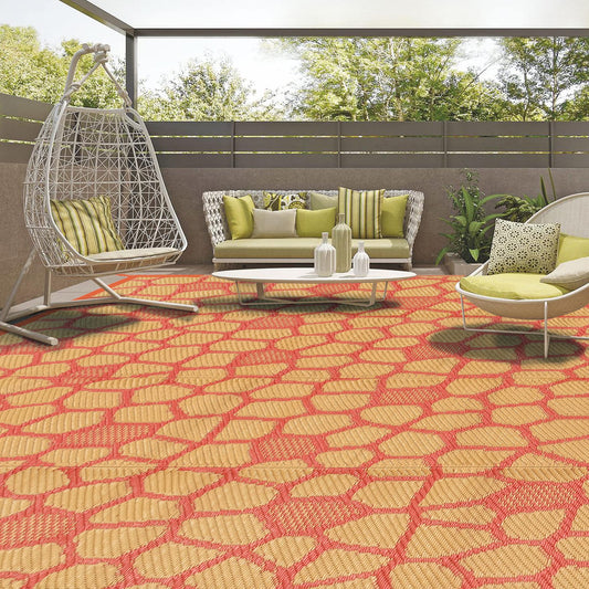 Boulder Bee Outdoor Rugs | Plastic Straw Rug | Waterproof Outdoor Camping Rugs | Quick Drying Picnic Rug | Sand Free Reversible Beach Mats | 5 x 8 Feet | 2.7 lb