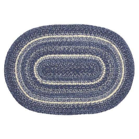 VHC Brands Great Falls Blue Rug with PVC Pad, Jute Blend, Oval, Blue White, 20x30 inches