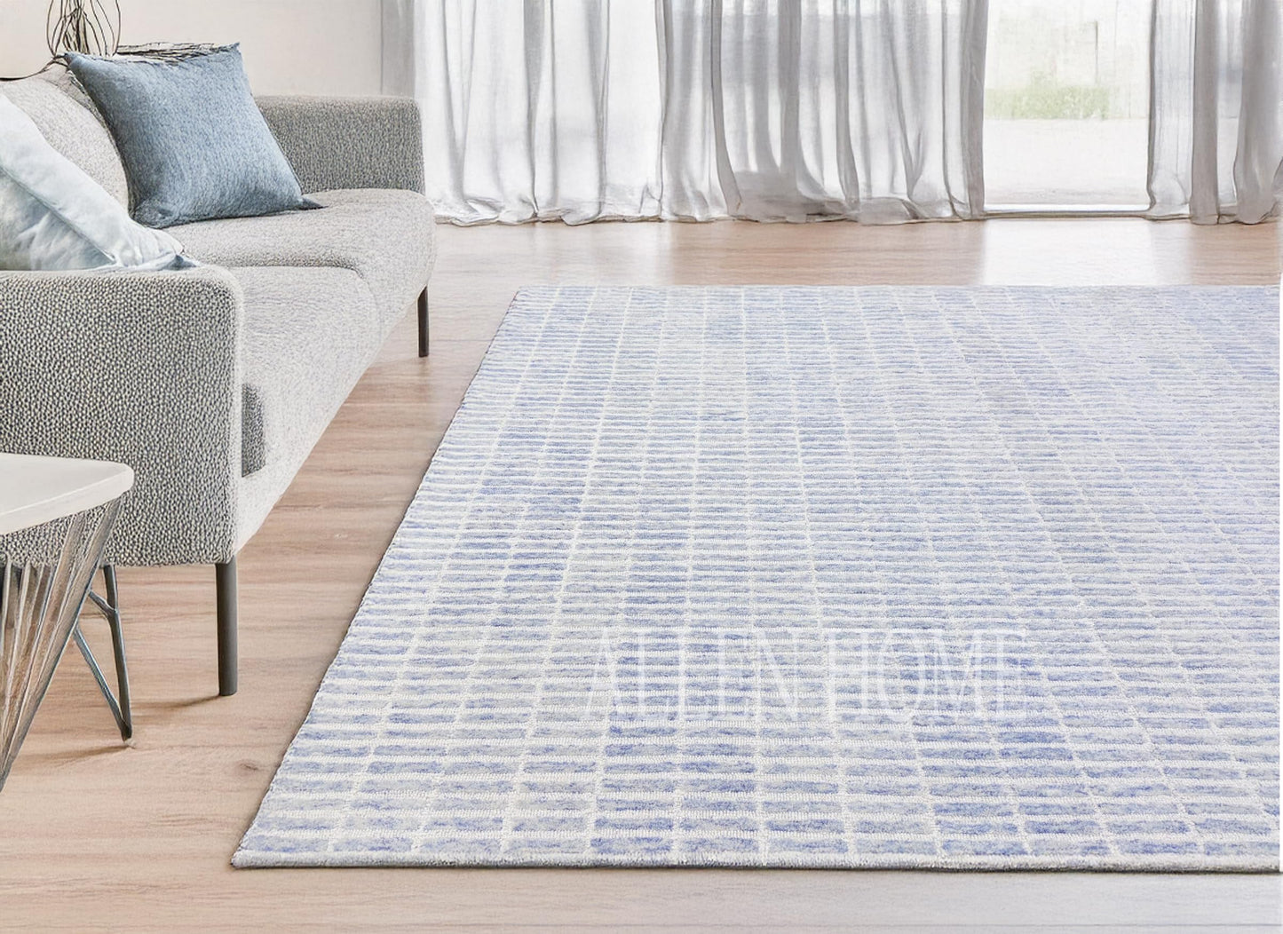 Allen Home Traditional Capitola Wool Area by Allen Home - Durable - 100% Wool, Hand Tufted - Living Room, Dining Room, Bedroom, and Entryway Area Rugs - 3’ x 5’ - Capitola Blue