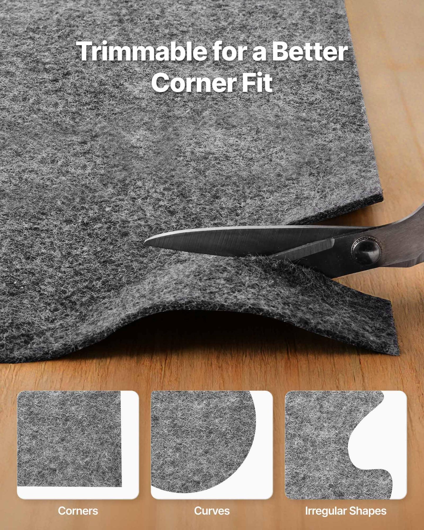 VEVOR Rug Pad 8 x 5 ft, Non-Slip Carpet Area Pad 0.22inch Rug Mat Padding with Dual Surface Felt Cushion & Rubber Gripper, Hardwood Floor Protection for All Floors, Finishes, Keeps Carpets in Place