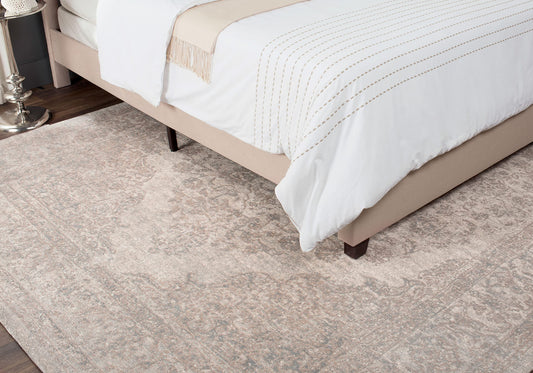 SAFAVIEH Classic Vintage Collection Area Rug - 8' x 10', Beige, Oriental Medallion Cotton Design, Easy Care, Ideal for High Traffic Areas in Living Room, Bedroom (CLV121A)