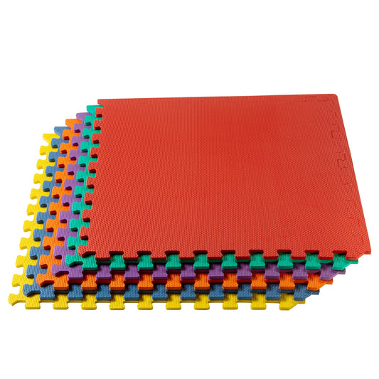 We Sell Mats 3/8 Inch Thick Multipurpose Exercise Floor Mat with EVA Foam, Interlocking Tiles, Anti-Fatigue for Home, or Gym, Multicolor, 100 Sq Ft