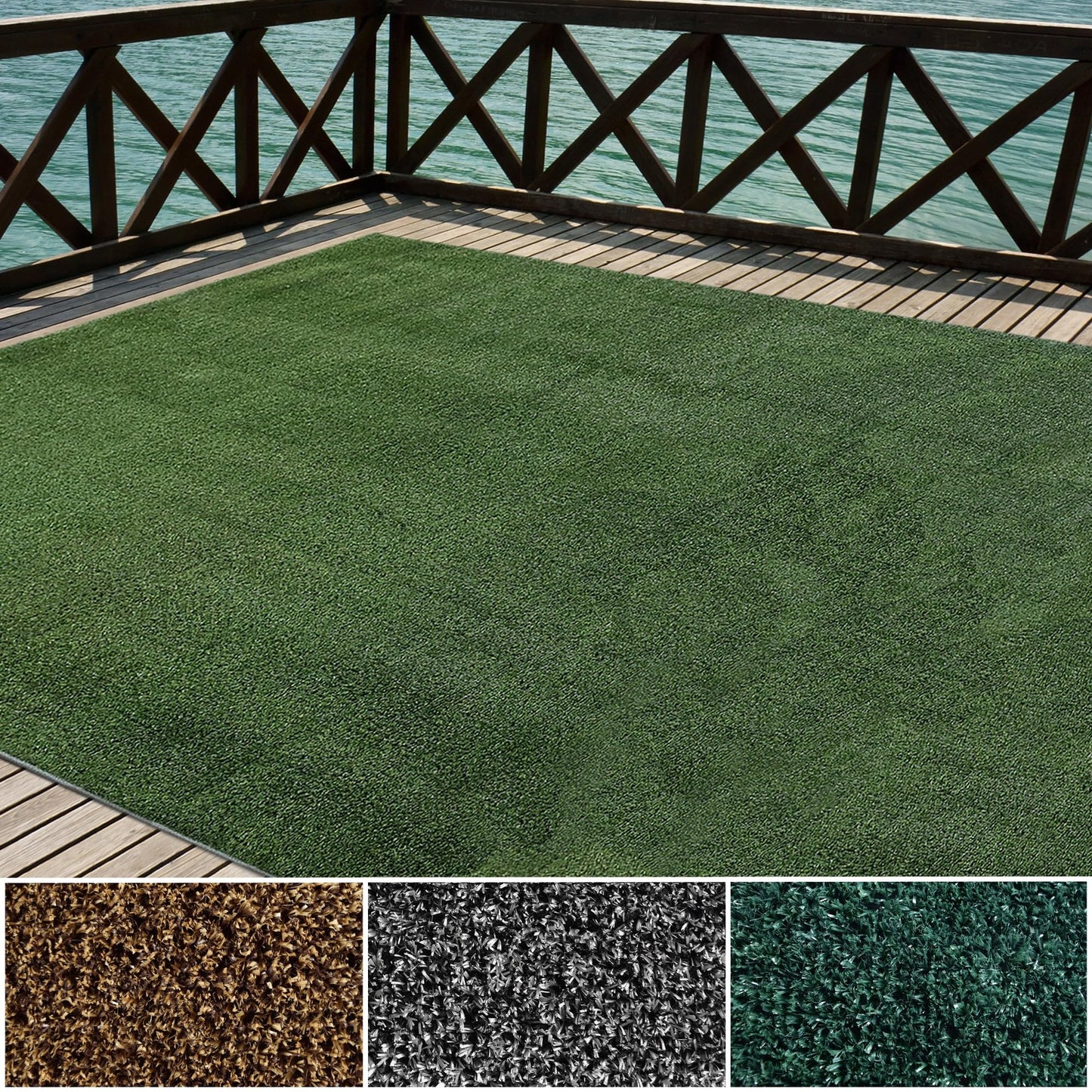 iCustomRug Synthetic Grass Rug – 4 x 12ft Lawn Green Turf Carpet for Patios, Yards, Boats, Camping – Indoor/Outdoor Use