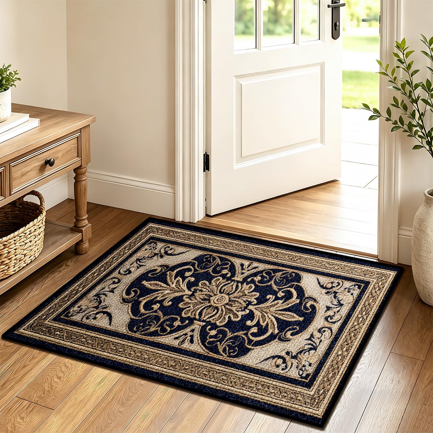 AOHMPT Dirt Trapper Door Mat 23.5"x35.5", Non-Slip Entryway Mat, Washable Stain Resistant Low-Profile Doormat for Front/Back Door, Dog Mat for Muddy Shoes & Wet Paws