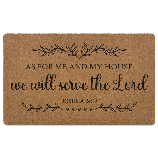 XLDLIOO Christian Gifts for Woman, Christian Door Mat, As for Me and My House We Will Serve The Lord Welcome Front Door Mat Indoor Outdoor Entrance, Bible Verse Coir Doormat for Patio 30x17in