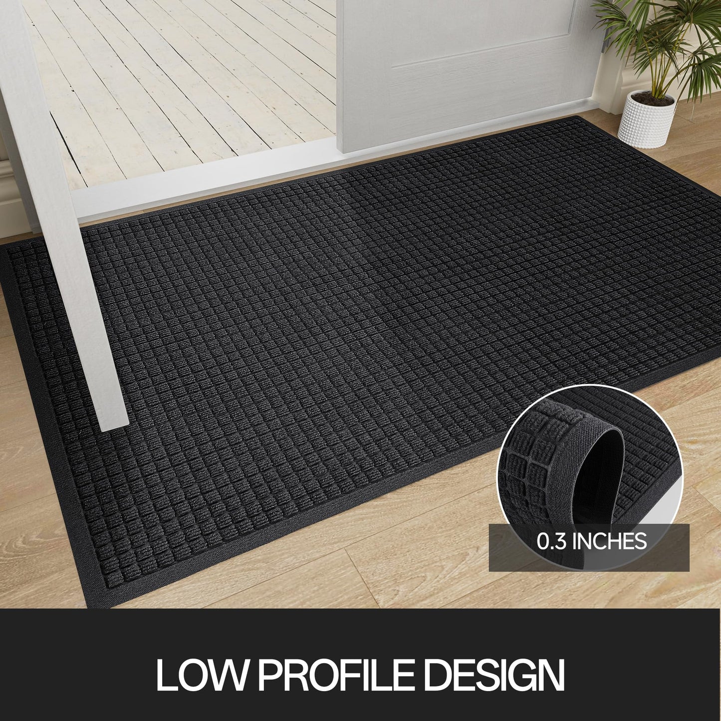 Cybstrax Front Door Mat Indoor Outdoor, 36"x48" Heavy Duty All-Weather Doormat, Non-Slip Waterproof Absorbent Commercial Floor Mat for Garage, Patio, High Traffic Areas