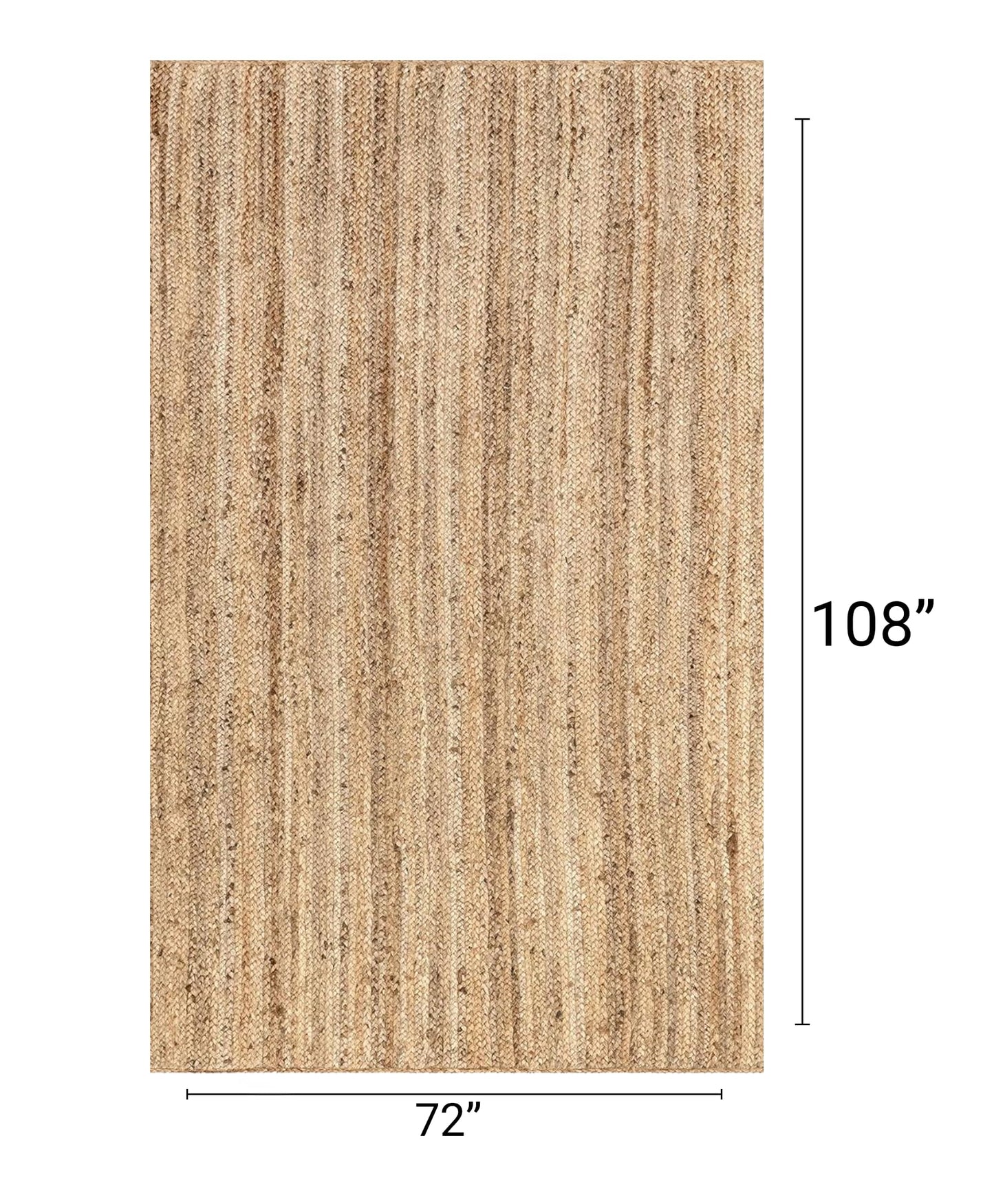 CRAFTBERRY 6x9 Jute Hand Woven Area Rug, Reversible, Rectangular, Solid Farmhouse Design, Natural Fiber, for High Traffic Areas, Bedroom, Living Room, Dining Room, Hallway, Office, Kitchen, Entryway