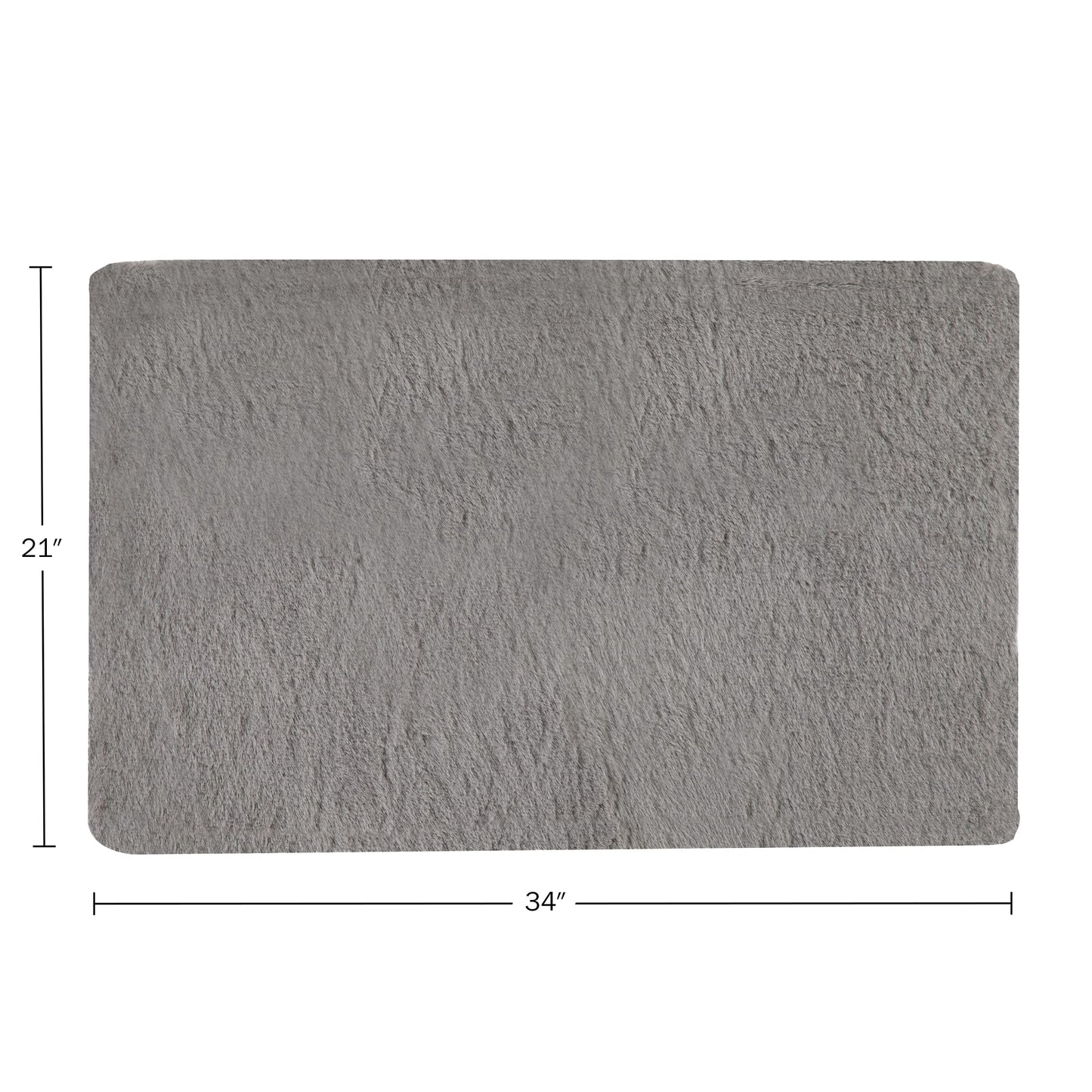 Home-Complete Faux Fur Bath Mat – 21x34-Inch Nonslip Jacquard Fake Rabbit Fur Rug for Bathroom, Hallway, or Kitchen - Modern Room Decor (Gray)
