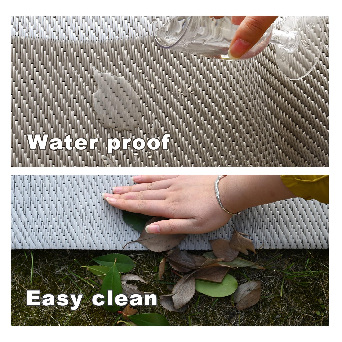 RURALITY Outdoor Rugs 8'x10' Waterproof for Patios Clearance,Plastic Straw Mats for RV, Camping,Backyard,Porch,Deck,Balcony,Reversible,Geometric