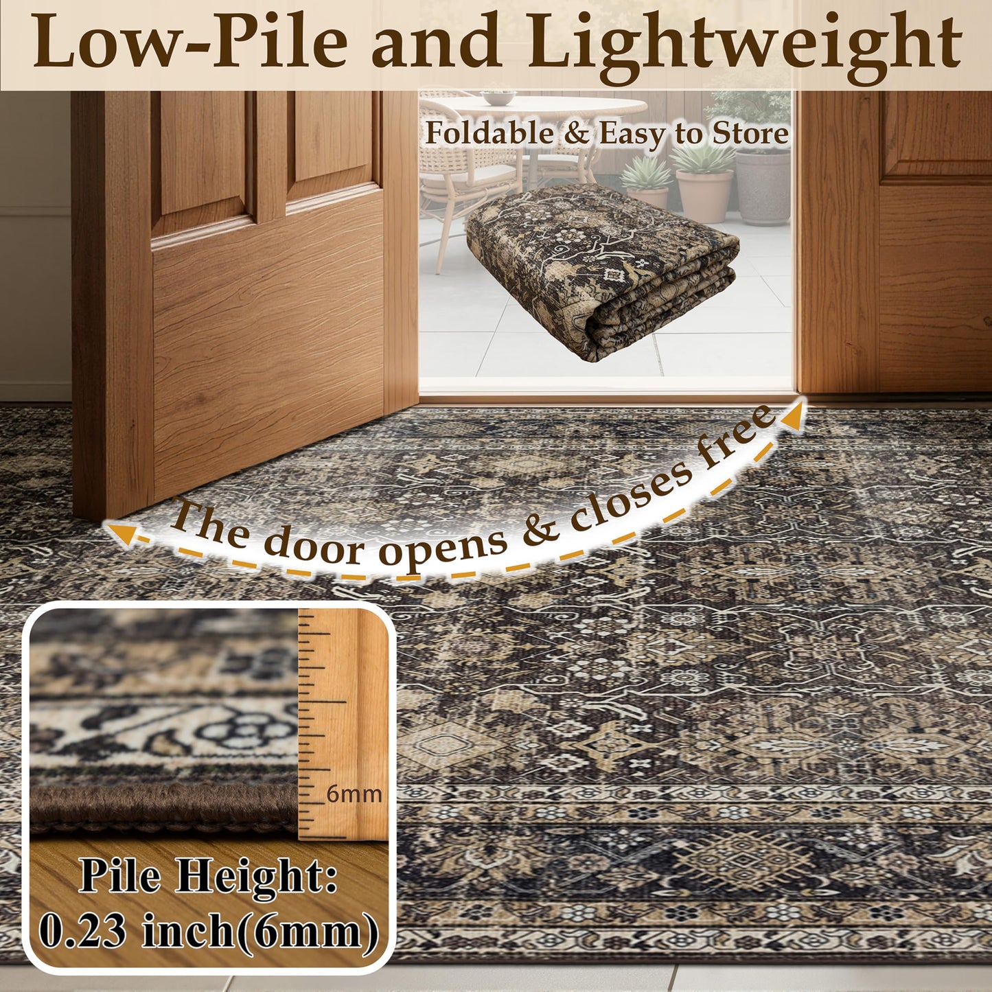 Ruaruarug Area Rug 8'×10', Non Slip Machine Washable Ultra Soft Stain & Fade Resistant, Pet & Kids Friendly, for Living Room/Bedroom/Kitchen/Classroom, Copper