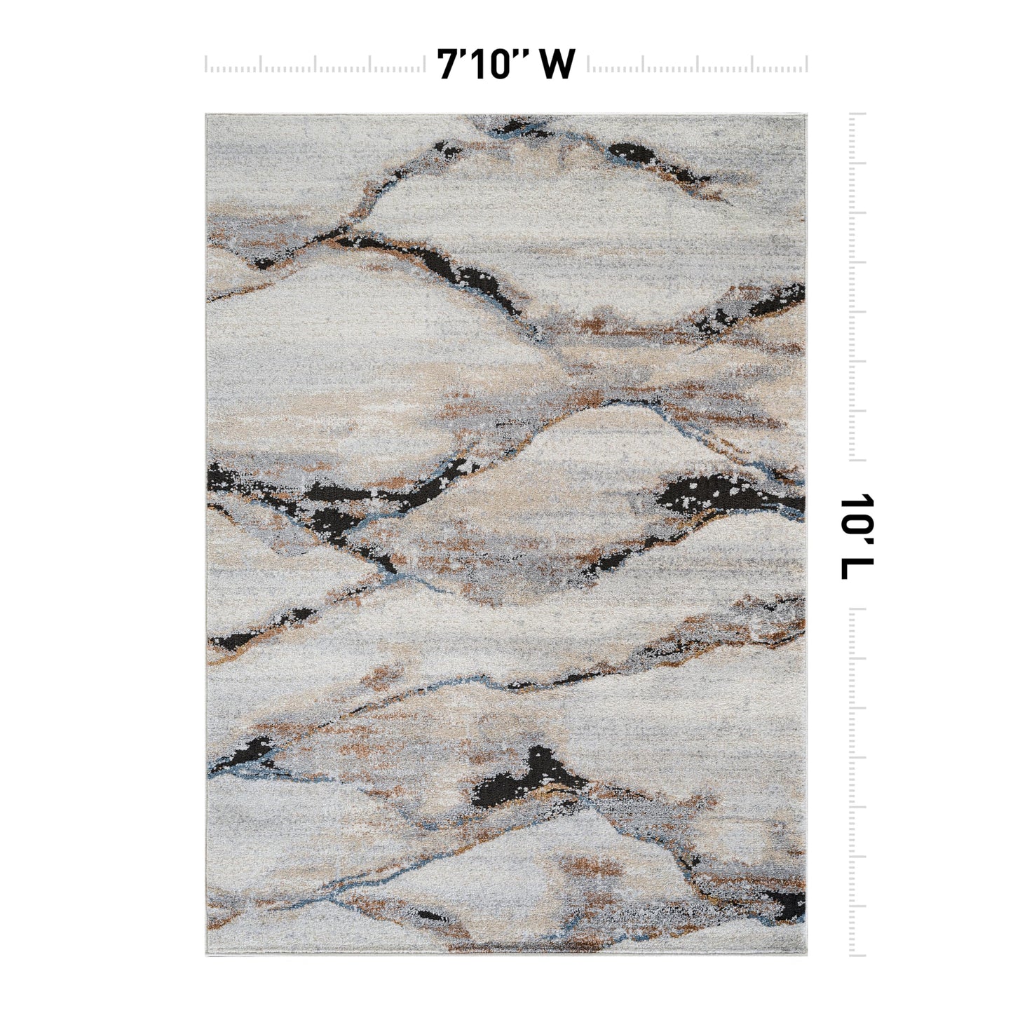 Rugshop Contemporary Gray Striated Area Rug Durable, Kid & Pet Friendly 7' 10" x 10' Ideal for Covering Large Floor Areas in Living Rooms, Master Bedrooms, or Lofts