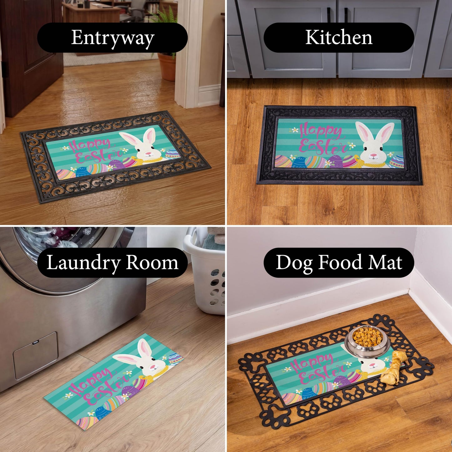 Evergreen Sassafras Easter Bunny Switch Mat Inserts, Interchangeable Front Door Mat Outdoor Entrance, Indoor Door Mats for Entryway, 22 x 10 Inches Sassafras Doormat Inserts