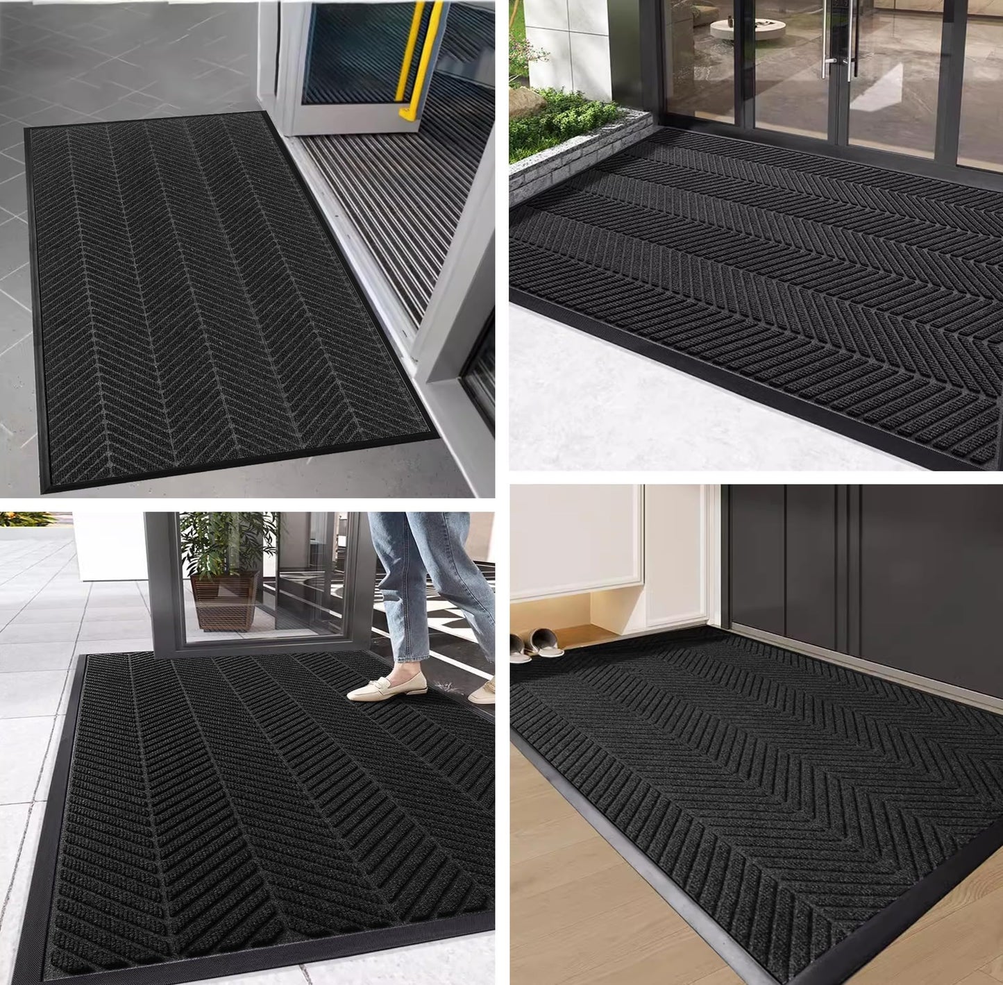 Front Door Mat,3'x5' Commercial Floor Mat Indoor Outdoor Entrance, Heavy Duty Welcome Mat, Rubber Backing Non Slip Doormat for Entryway, Large Entry Rug for Home Office Business Areas