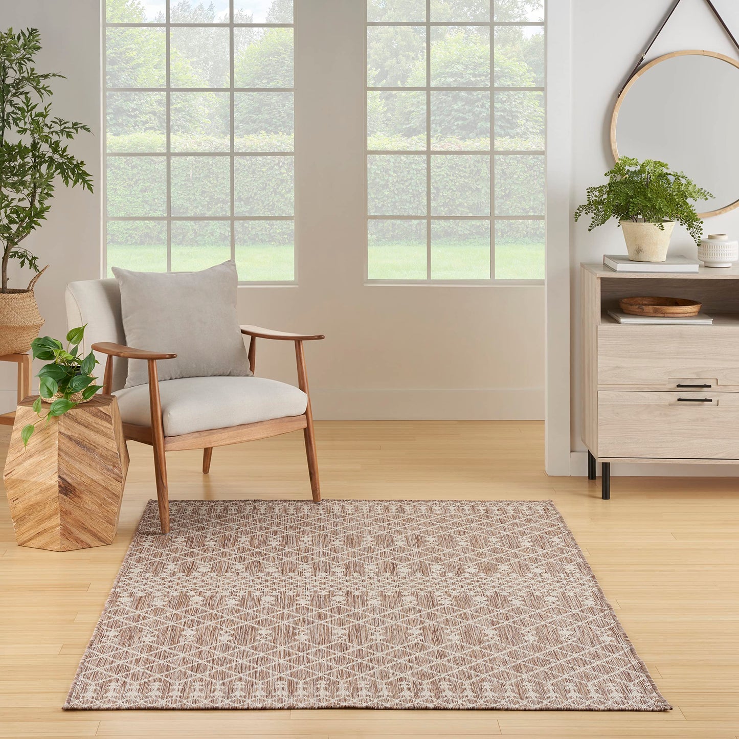 Nourison Home Positano Beige 7' x 10' Area Rug - Easy Clean, Non Shedding, Bed Room, Living Room, Dining Room, Kitchen (7' x 10')