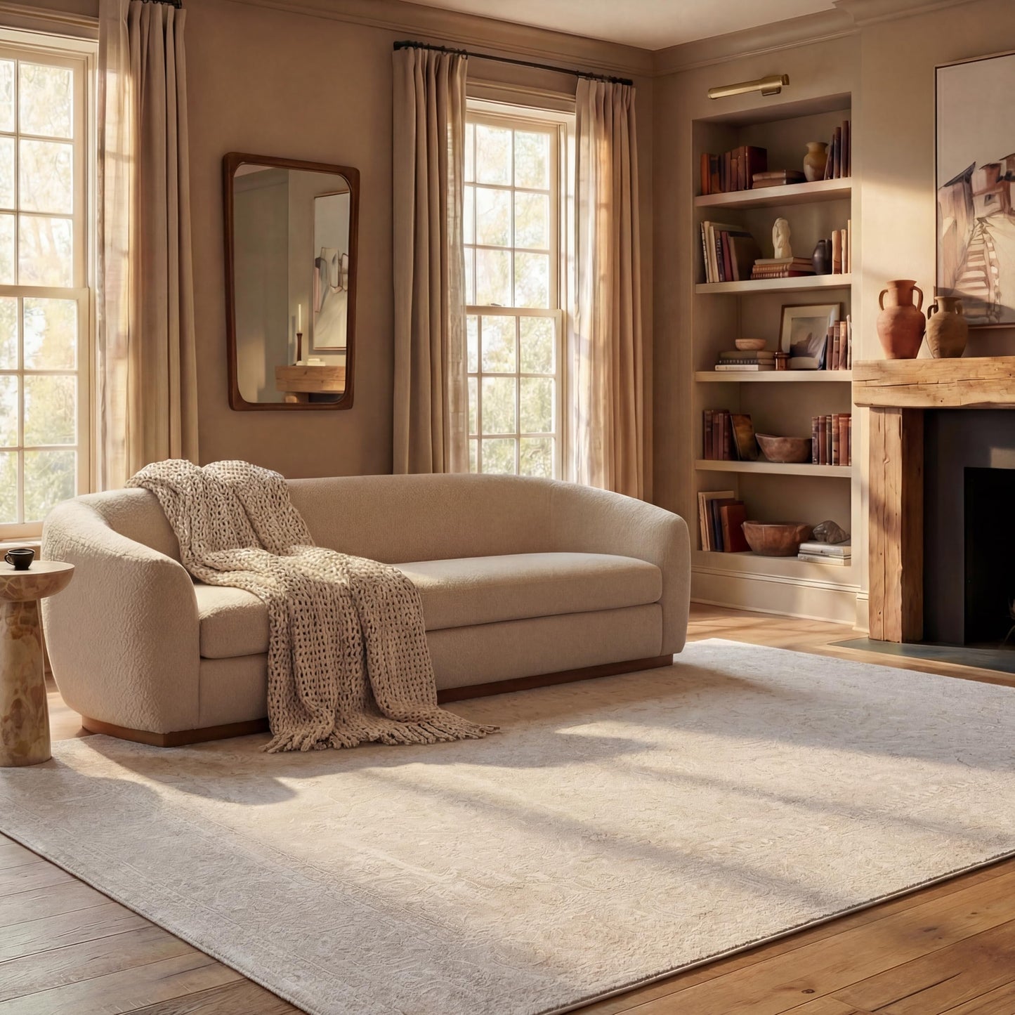 SAFAVIEH Area Rug 9x12 - Reflection Collection - Large - Cream & Ivory, Non-Shedding & Easy Cleaning, Ideal for Living Room, Bedroom, Dining Space (RFT670D)