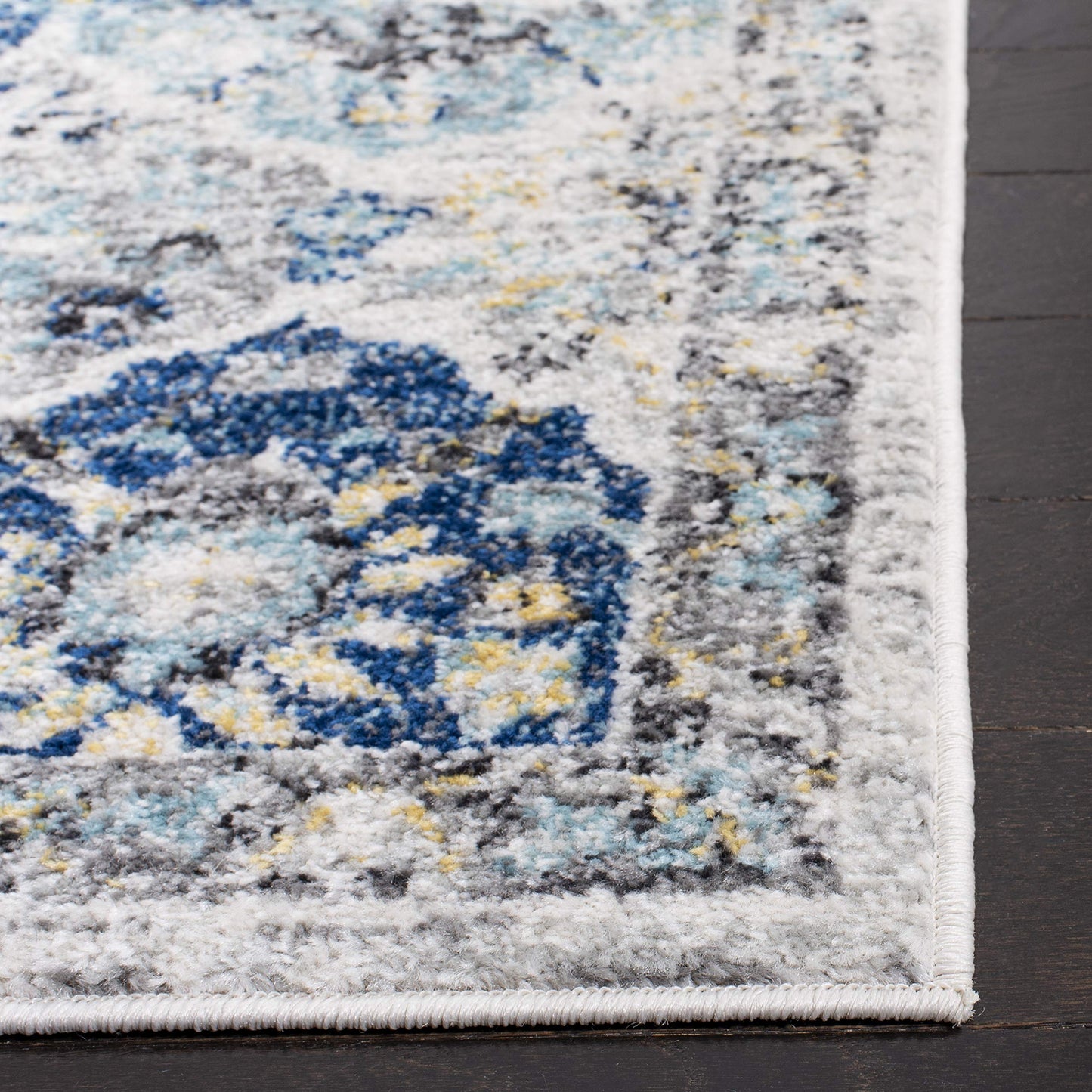 SAFAVIEH Madison Collection Runner Rug - 2'3" x 8', Ivory & Aqua, Boho Chic Distressed Design, Non-Shedding & Easy Care, Ideal for High Traffic Areas in Living Room, Bedroom (MAD611A)