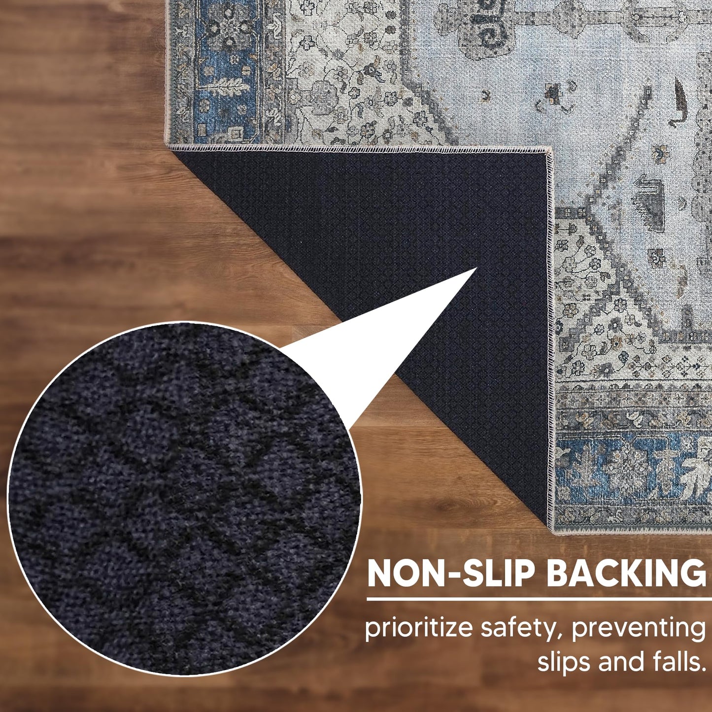 Keen Home Design 3x5 Rug - Machine Washable Entry Rug with Non-Slip Backing, Ideal for Enteryway, Kitchen, Bathroom, Laundry Room - Vintage, Easy Clean, Durable, Low Pile Rug - (3' x 5')