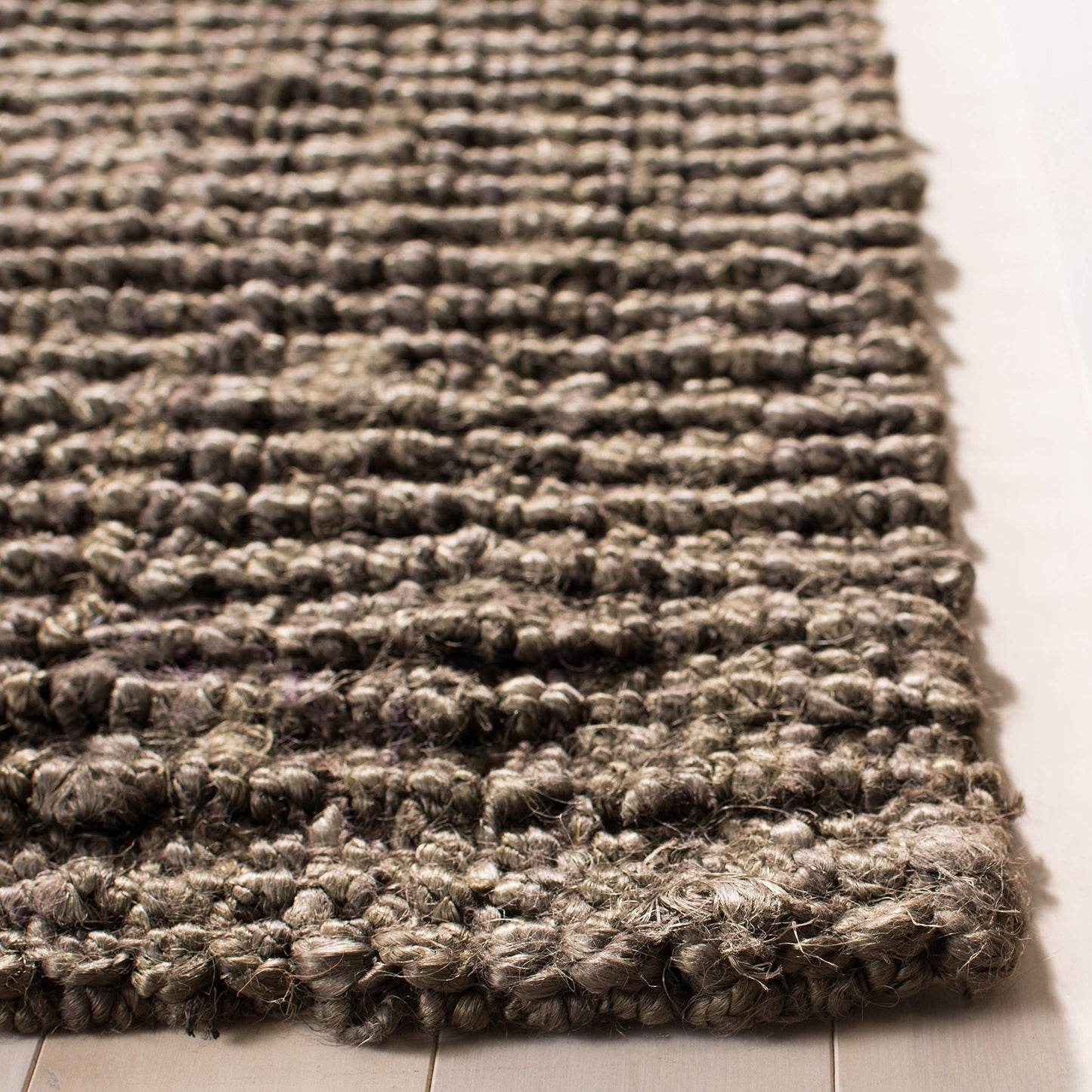 SAFAVIEH Area Rug 8' Square - Natural Fiber Collection - Brown, Handmade Jute, Farmhouse Style, Chunky Textured Thick Pile (NF447D)