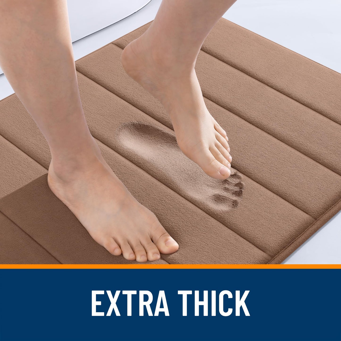 OLANLY Memory Foam Bath Mat 59x35, Super Soft Absorbent Bathroom Rugs, Quick Dry, Machine Washable Shower Floor Rugs, Bathmat Carpet, Bathroom Home Decor Accessories, Mocha