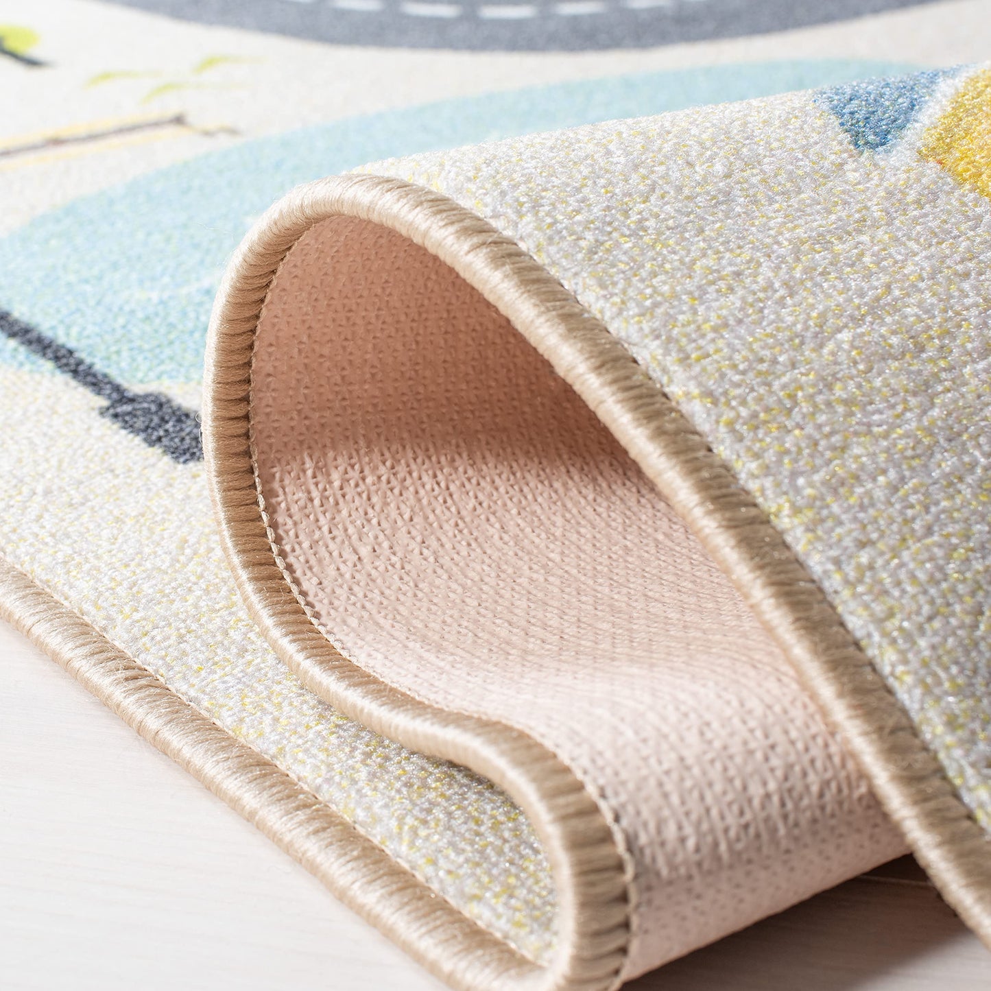 SAFAVIEH Washable Rug Kids Playhouse Collection - 2'2" x 8' Runner, Beige & Green, Slip Resistant & Easy to Clean, Ideal for Kids Room, Playroom, Nursery, Boys & Girls Room (KPH227A)