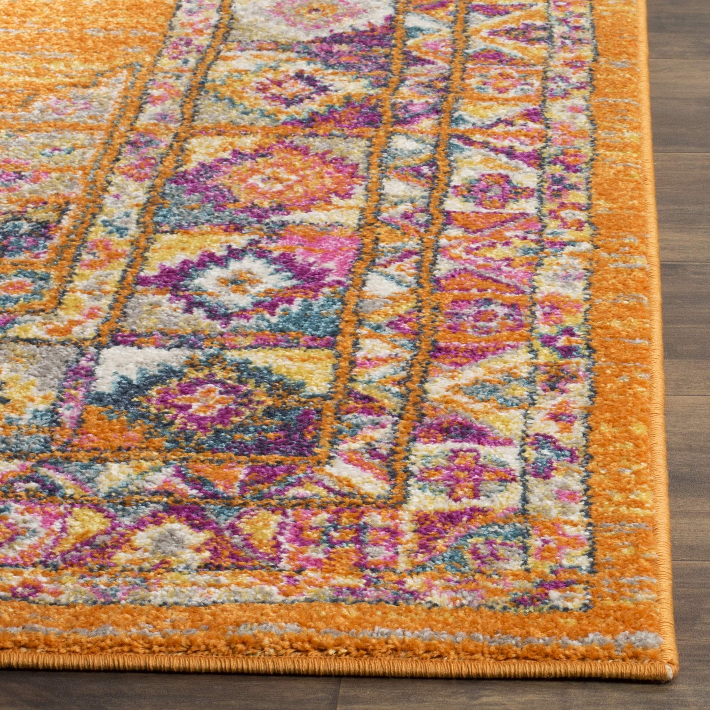 SAFAVIEH Area Rug 8x10 - Madison Collection - Large - Orange & Fuchsia, Boho Chic Medallion Design, Non-Shedding & Easy Cleaning, Ideal for Living Room, Bedroom, Office, Dining Space (MAD133D)