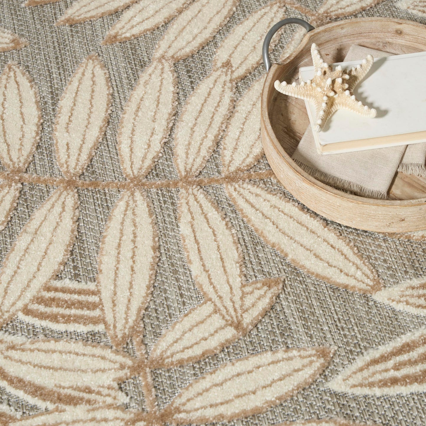 Nourison Home Aloha Natural 7' x 10' Area Rug - Easy Clean, Non Shedding, Bed Room, Living Room, Dining Room, Kitchen (7' x 10')